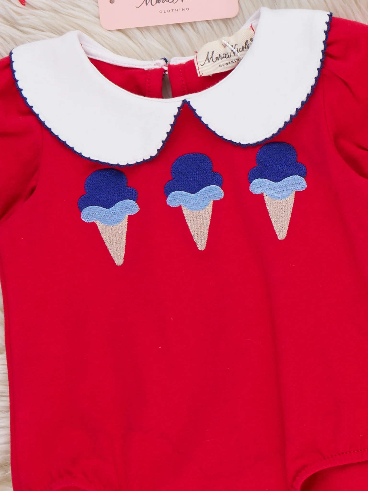 Ice Cream & Independence Embroidered Ruffle Bubble Romper - Image 2