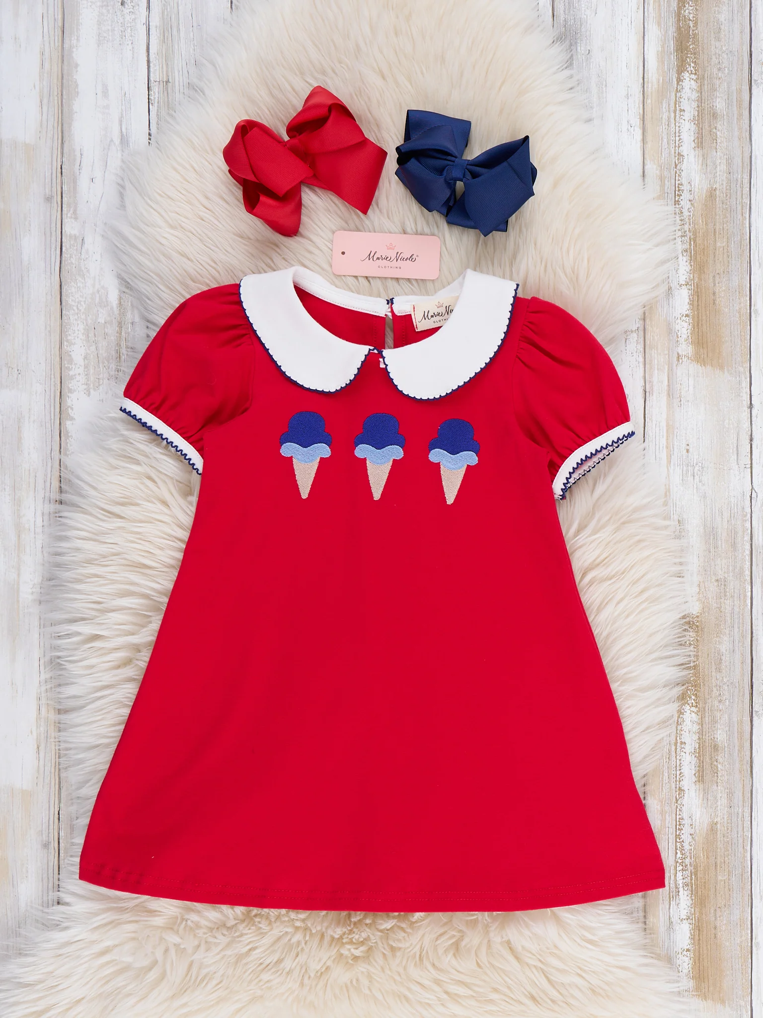 Ice Cream & Independence Embroidered Ruffle Dress - Image 2