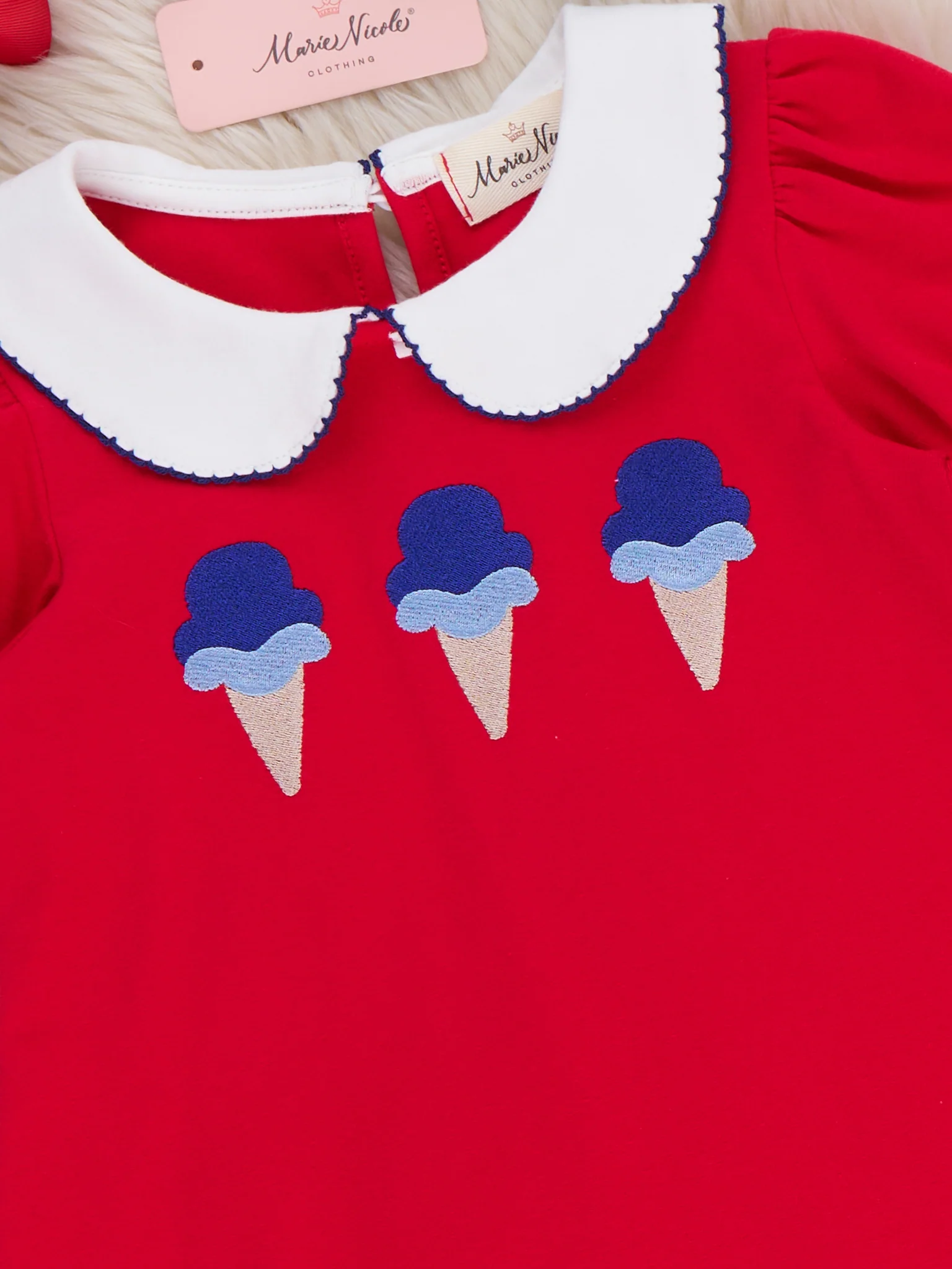 Ice Cream & Independence Embroidered Ruffle Dress - Image 3