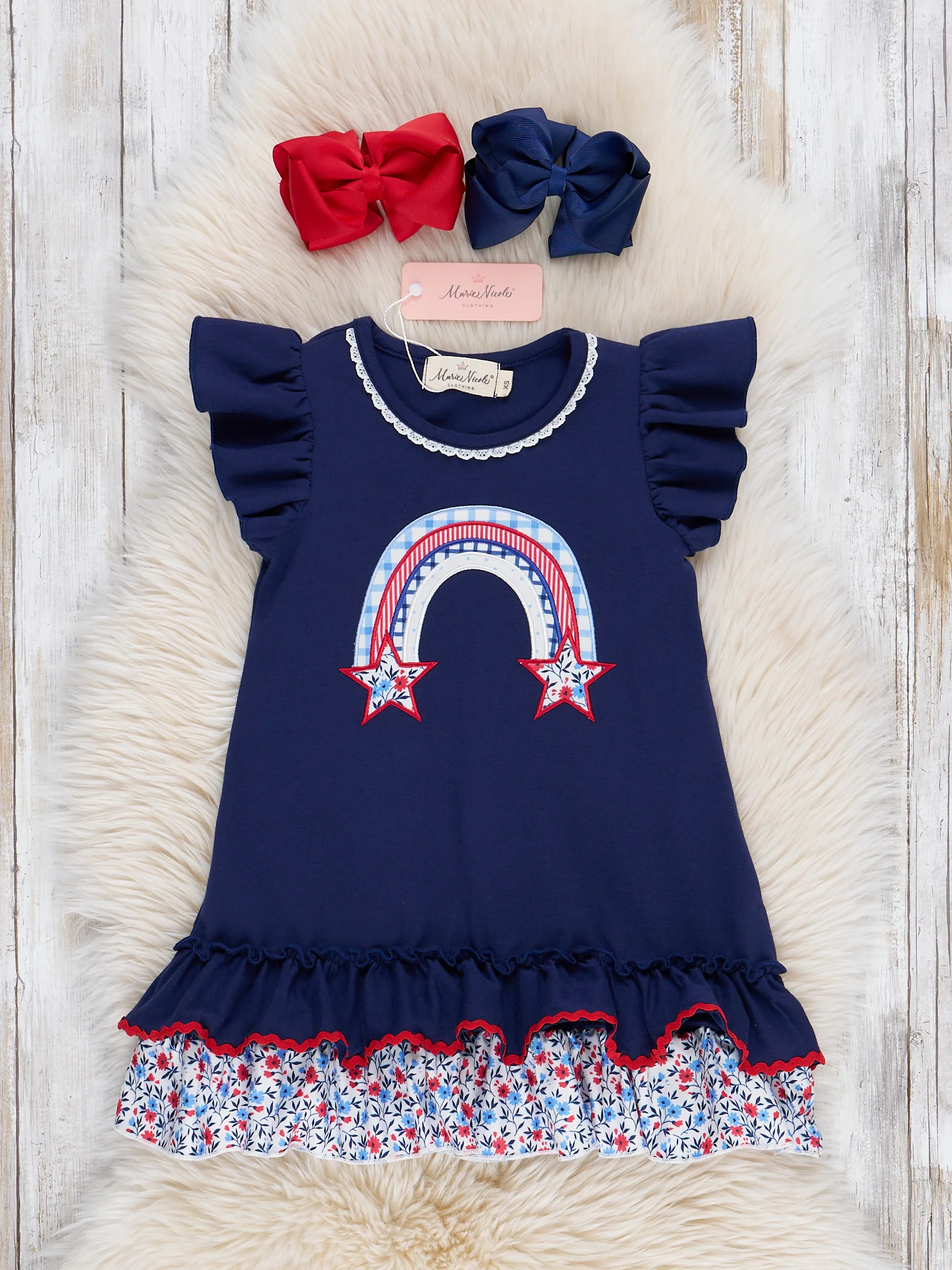Independence Rainbow Embroidered Ruffle Dress - Image 2