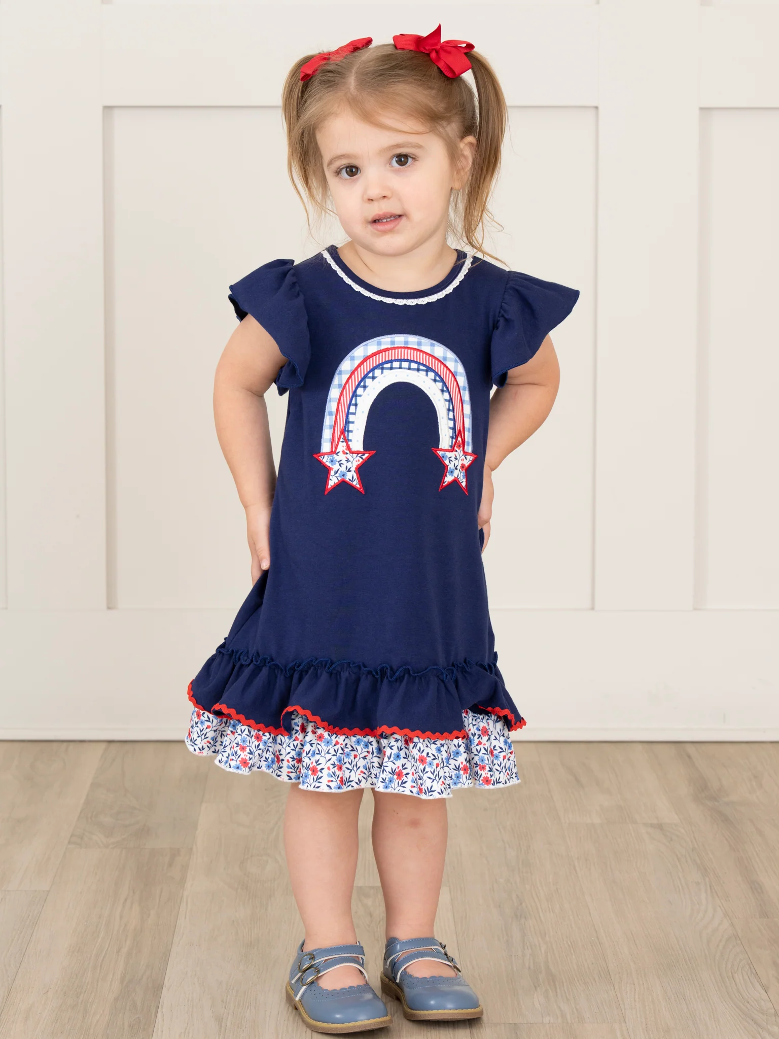 Independence Rainbow Embroidered Ruffle Dress - Image 3