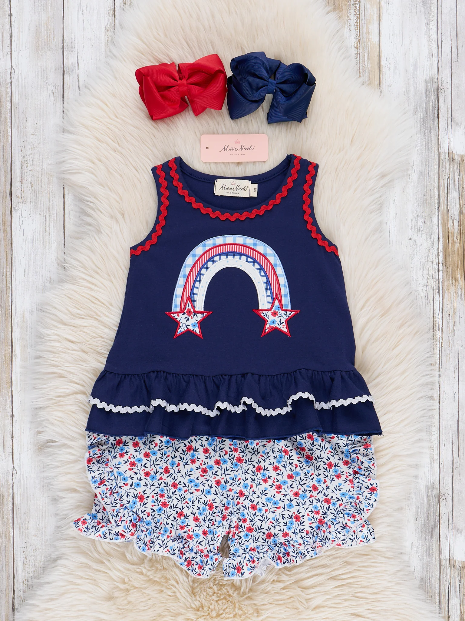 Independence Rainbow Embroidered Ruffle Outfit - Image 2