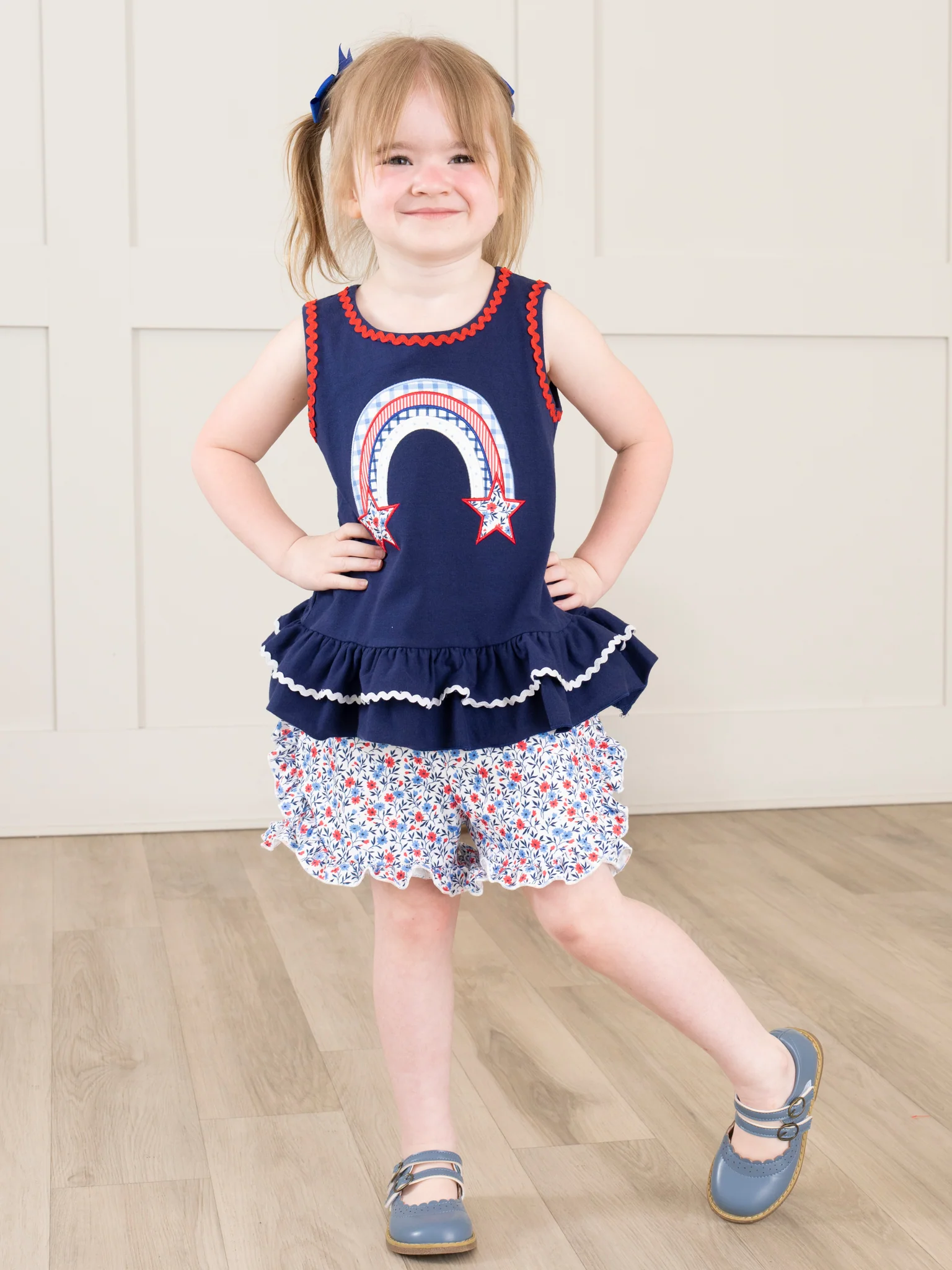 Independence Rainbow Embroidered Ruffle Outfit - Image 4