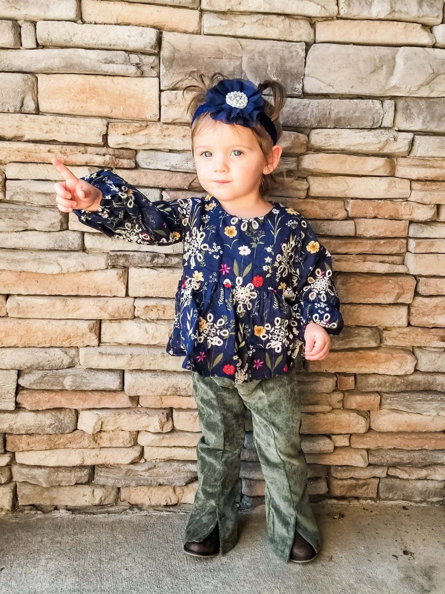 Indigo Blue Mixed Floral Peplum Top - Image 3