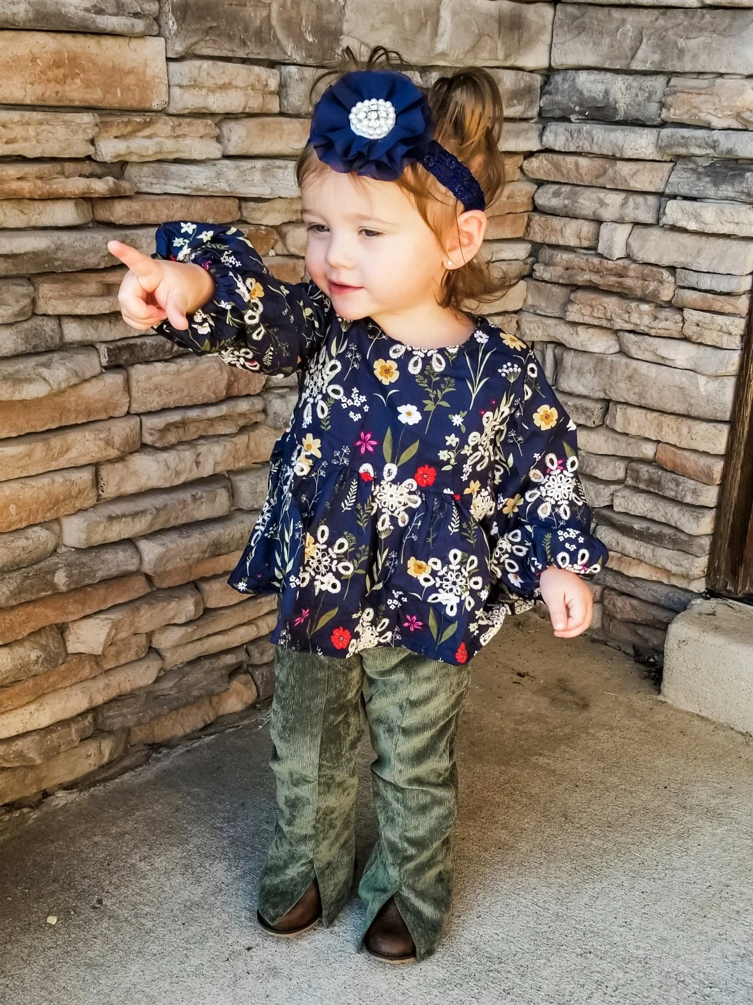 Indigo Blue Mixed Floral Peplum Top - Image 4