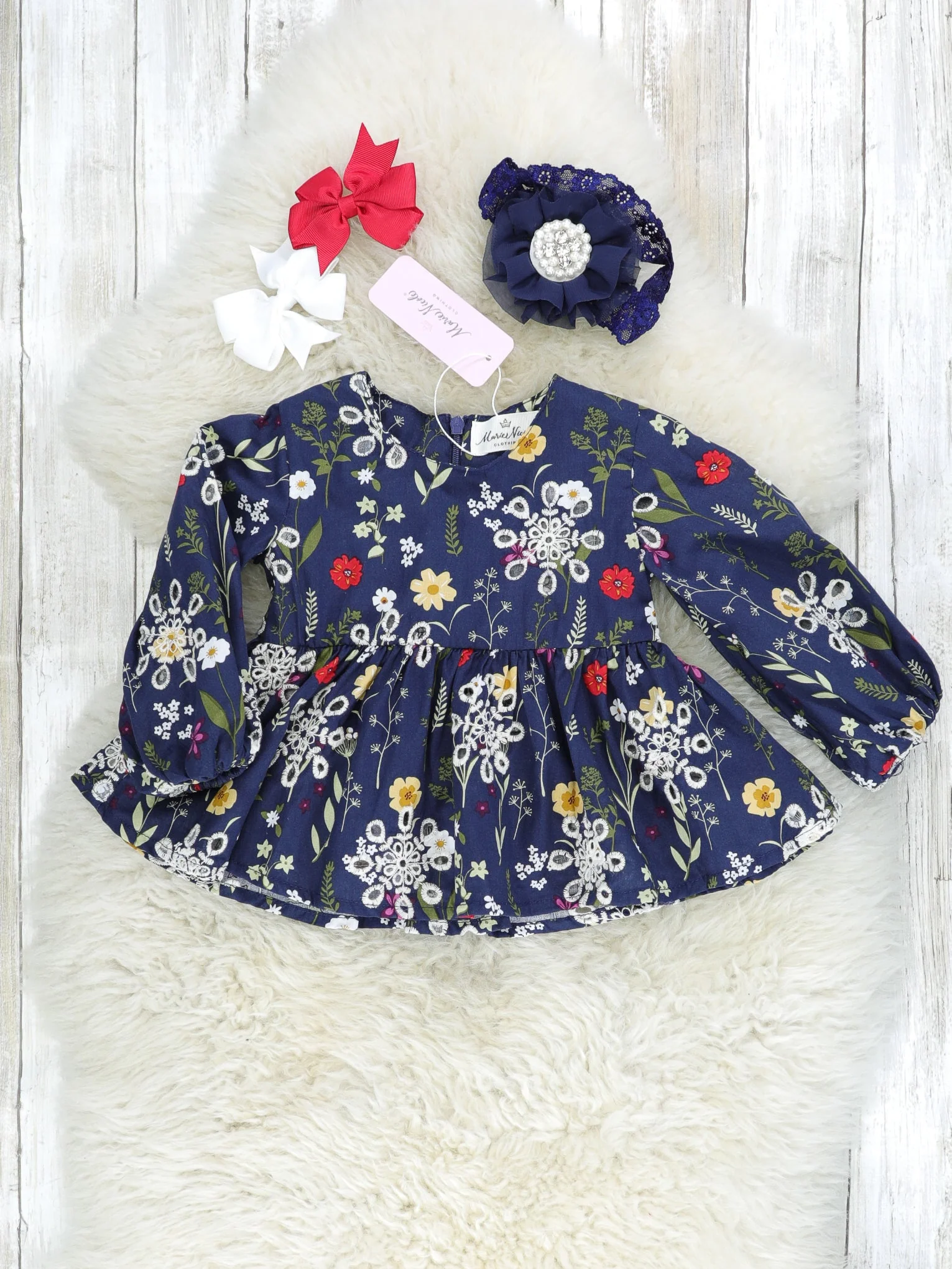 Indigo Blue Mixed Floral Peplum Top - Image 7