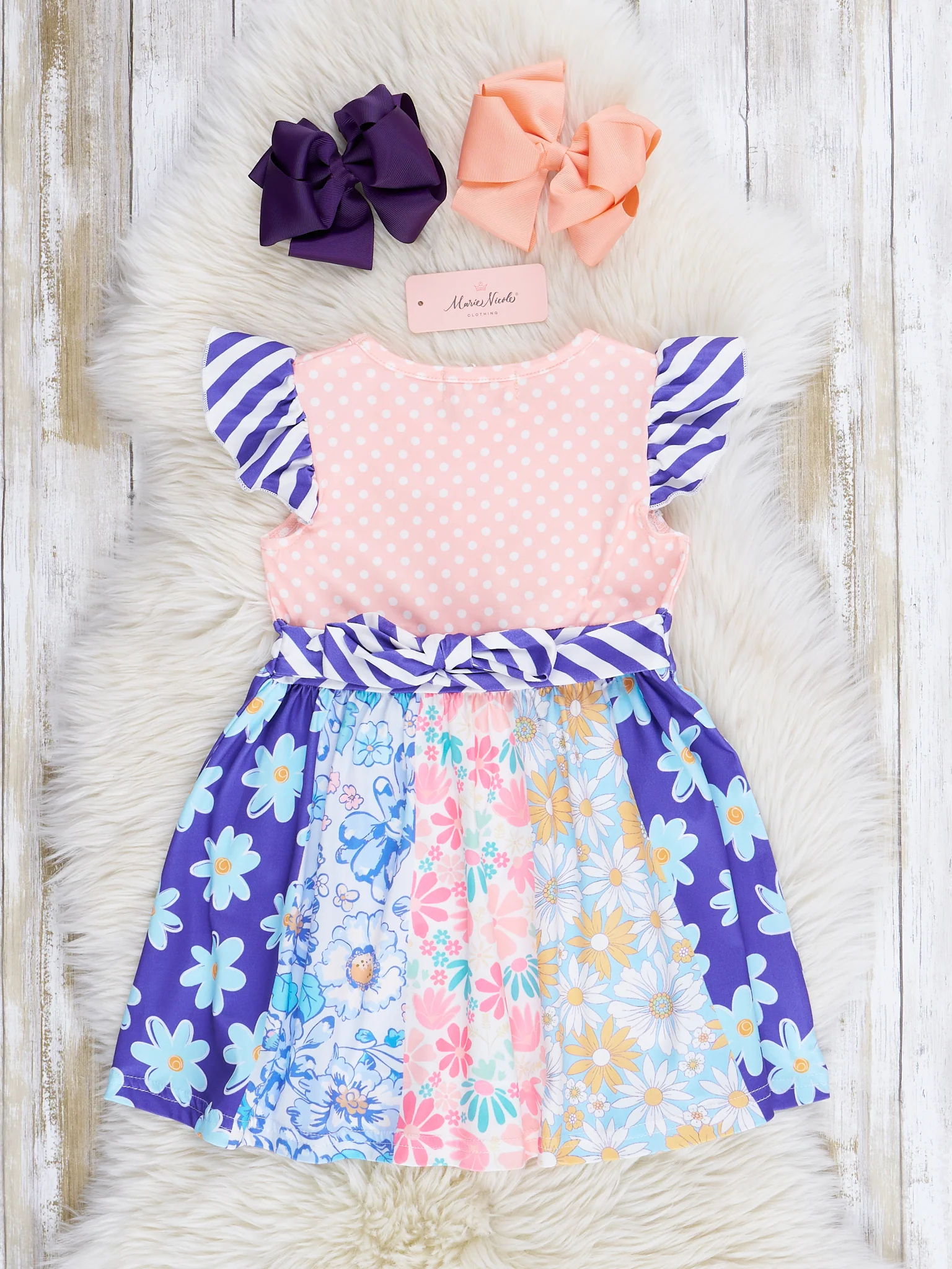 Indigo & Peach Print Dress - Image 2