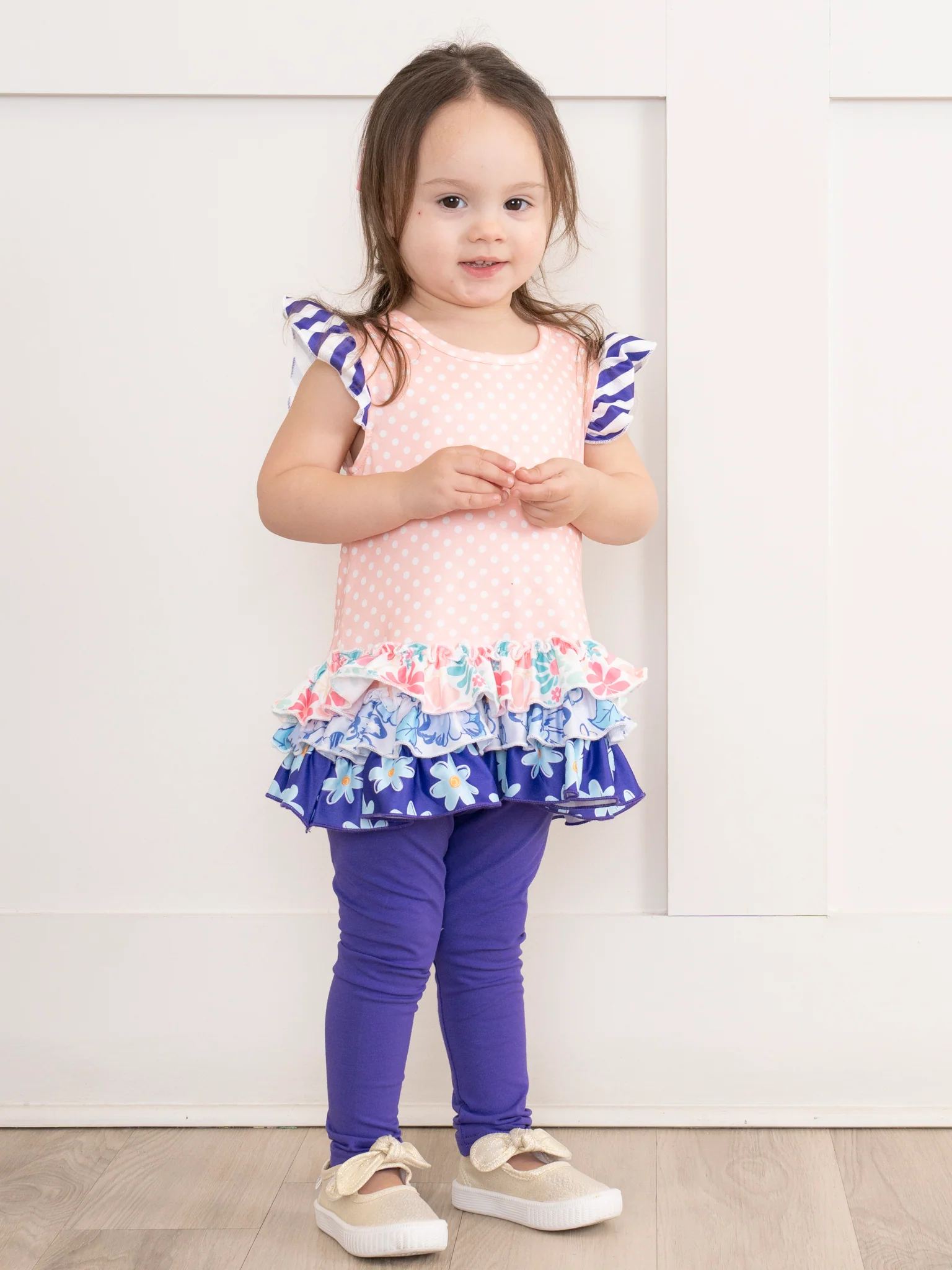 Indigo & Peach Print Outfit