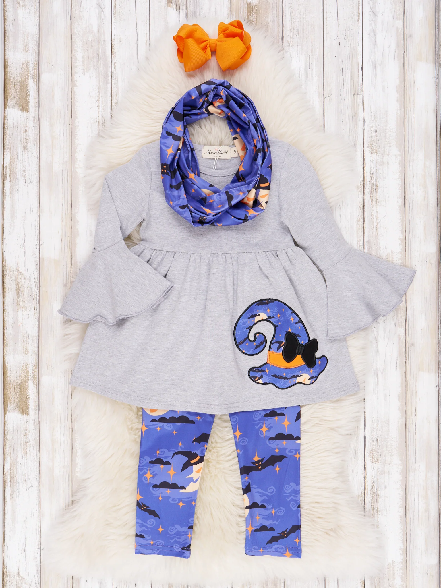 Indigo Witchy Ruffle Scarf Outfit