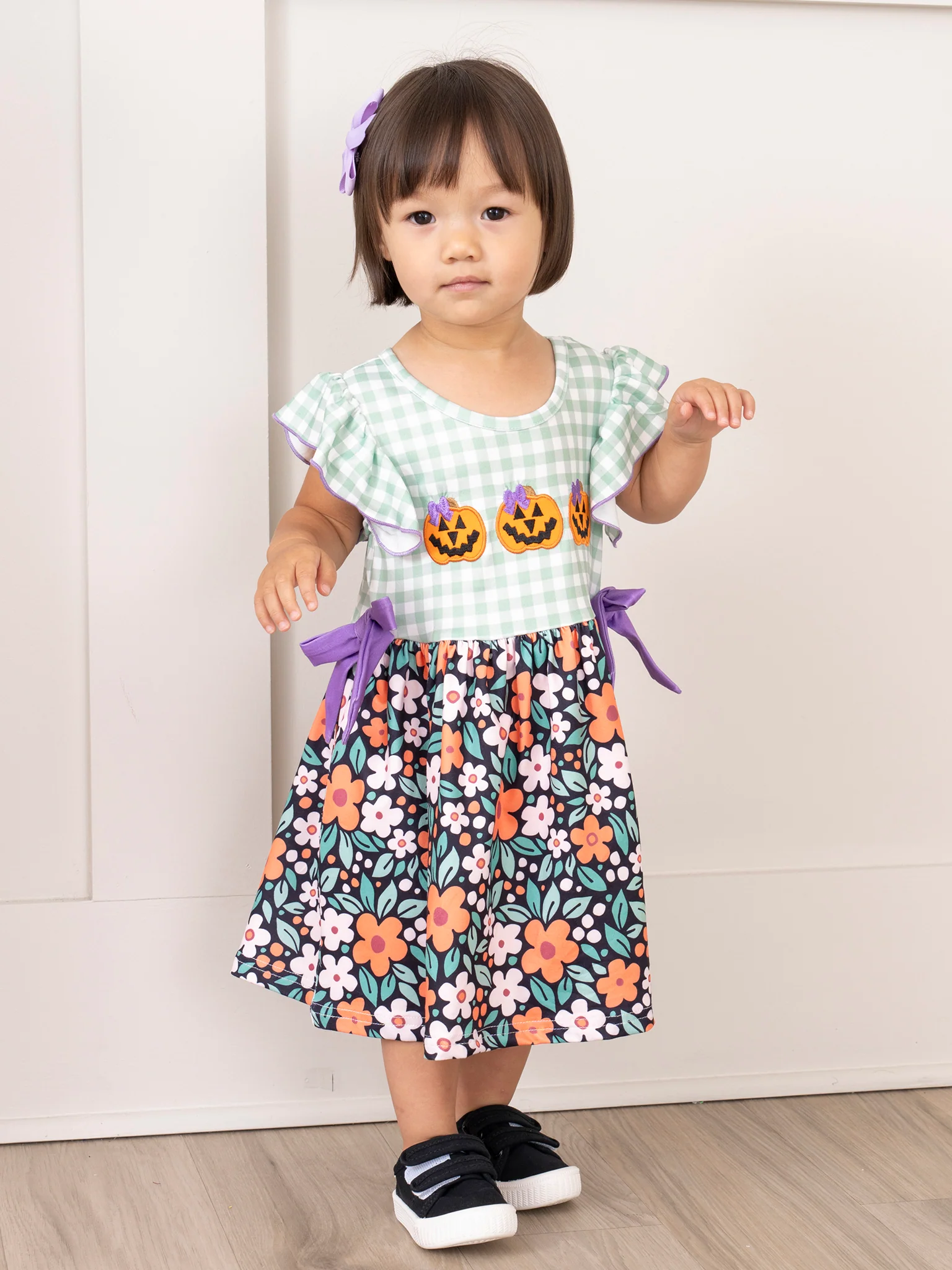 Jack-o-Lantern Florals Ruffle Dress - Image 3