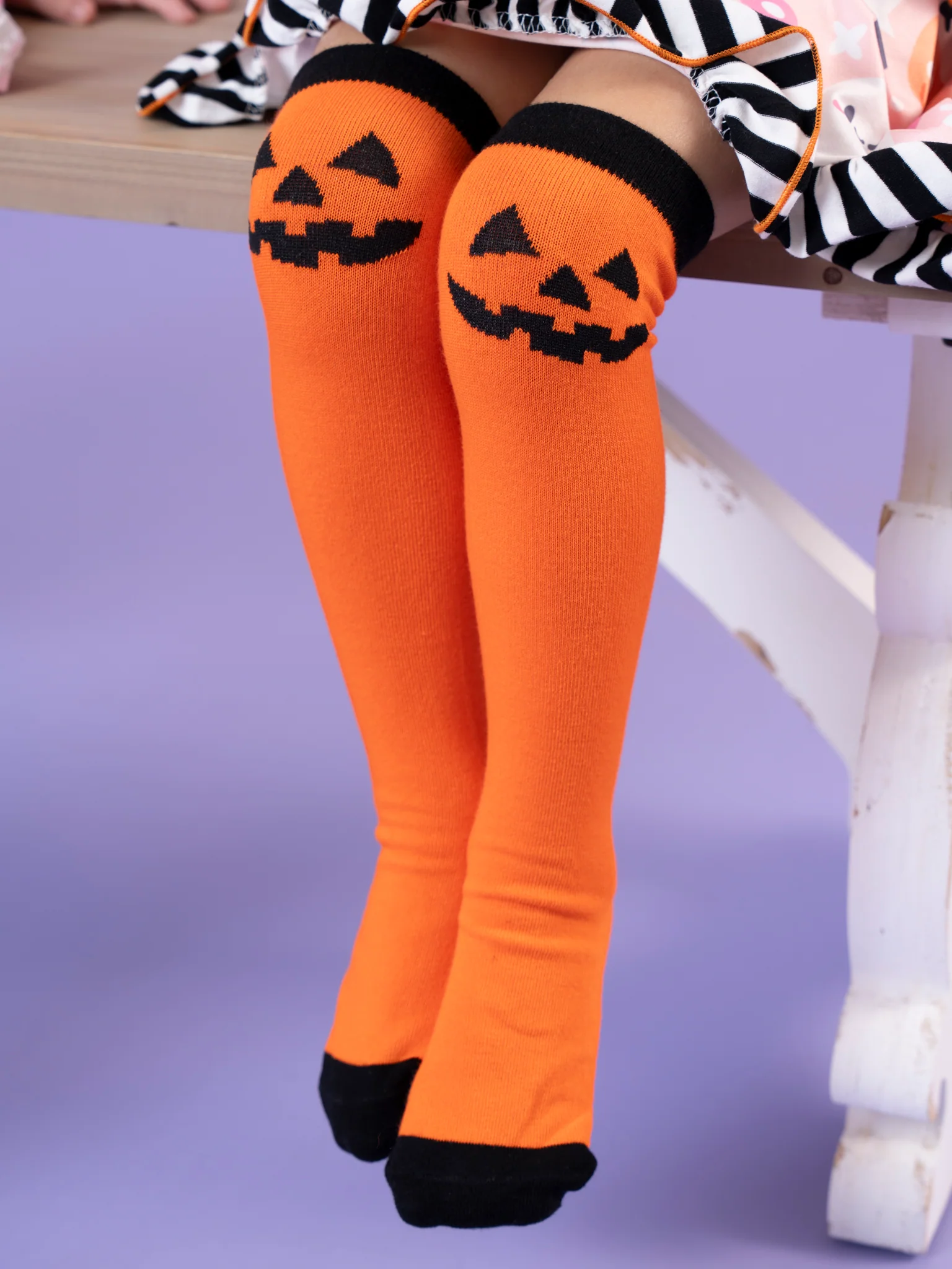 Jack-o’-Lantern Knee Sock