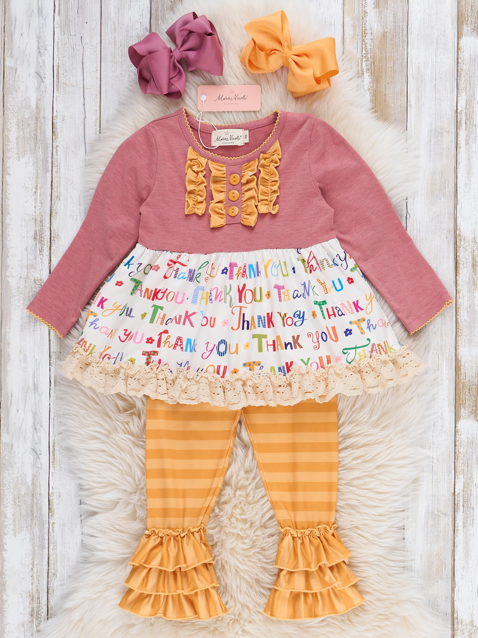 Joyful Moments Script Striped Outfit