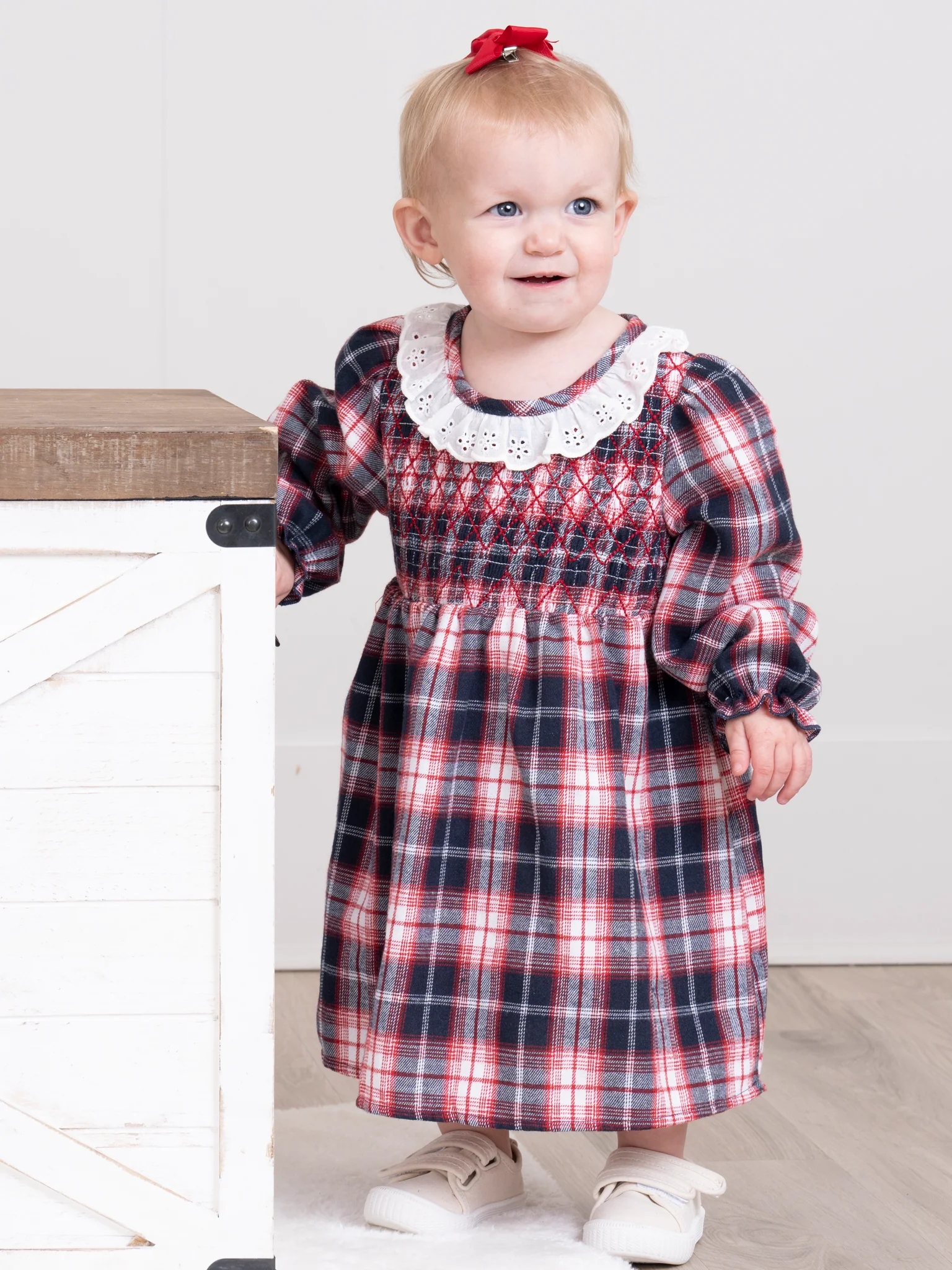 Joyous Plaid Smocked Dress