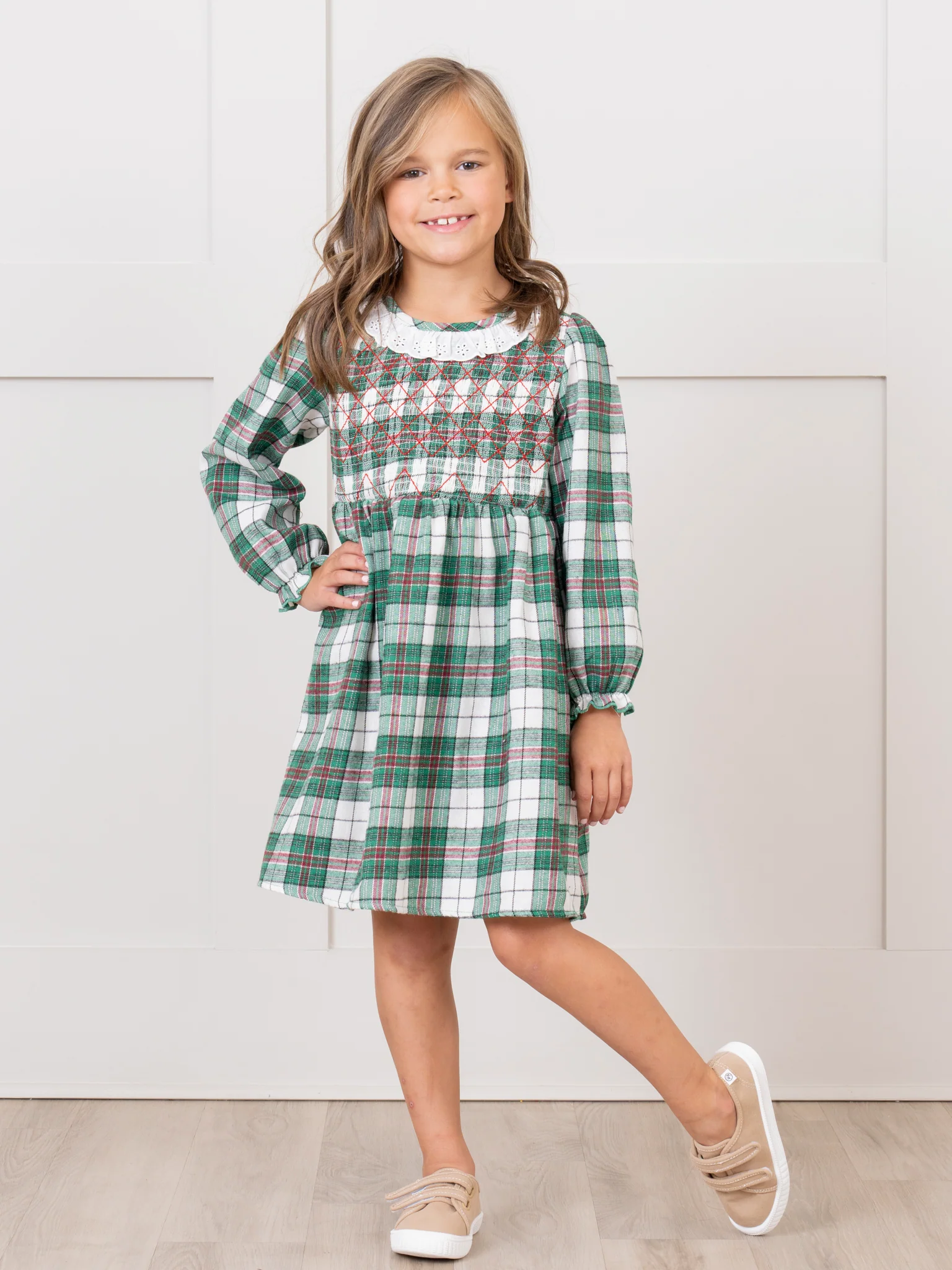 Joyous Plaid Smocked Dress - Image 6