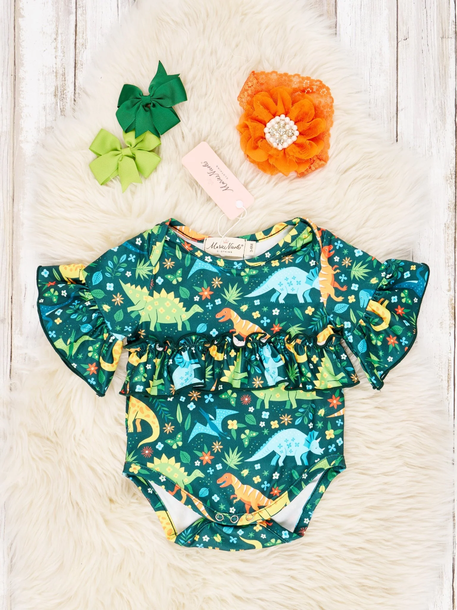 Jurassic Jungle Ruffle Bubble Romper