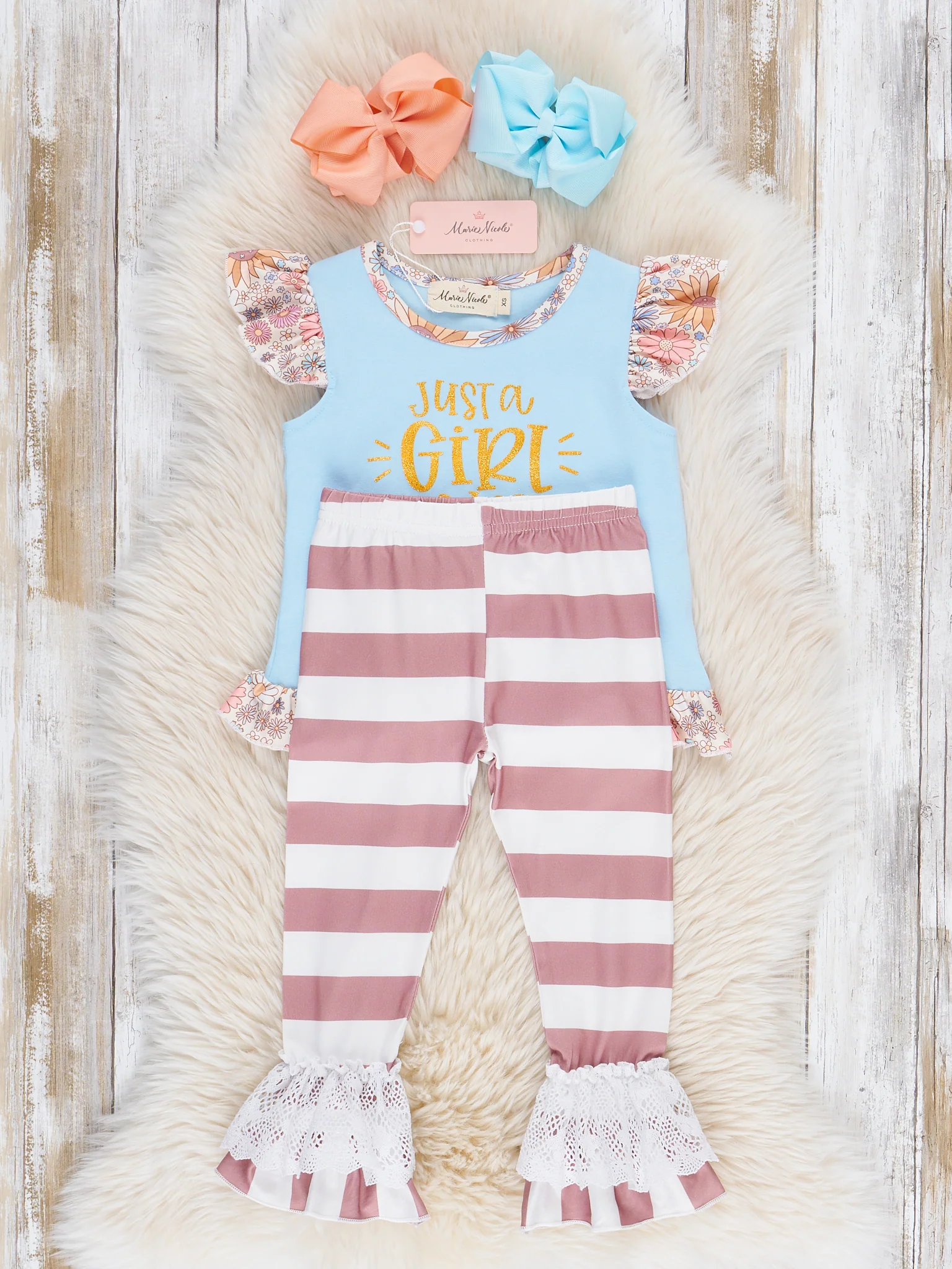 Just a Girl Lacy Ruffle Outfit - Image 3