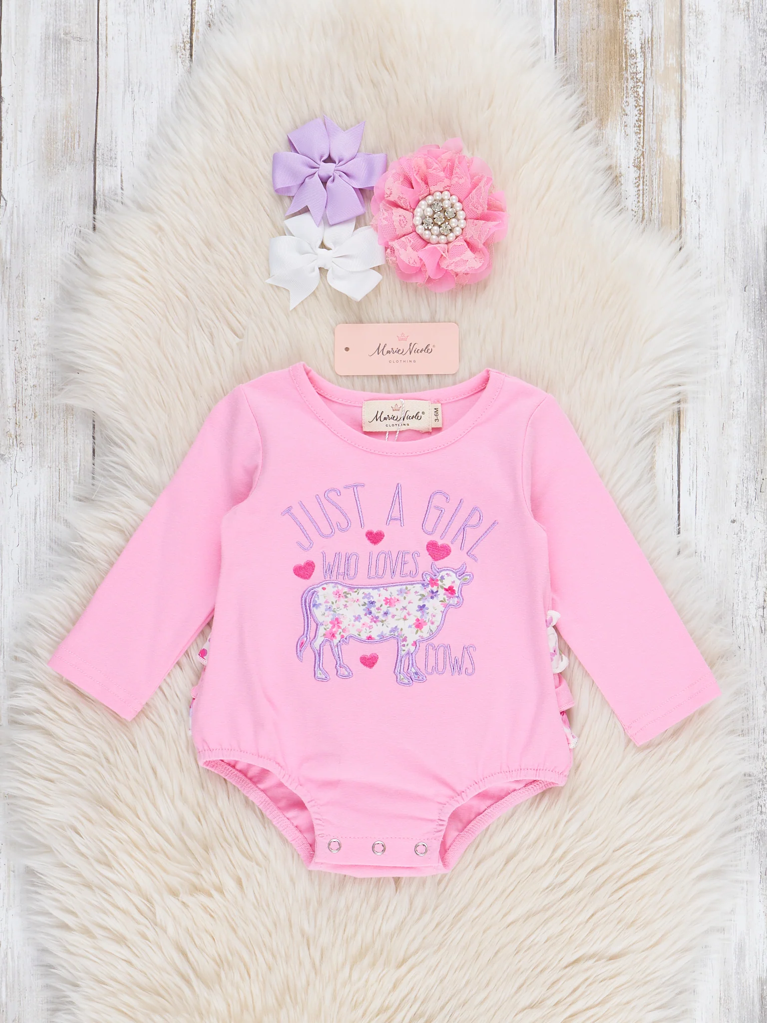 "Just a Girl Who Love Cows" Bubble Romper
