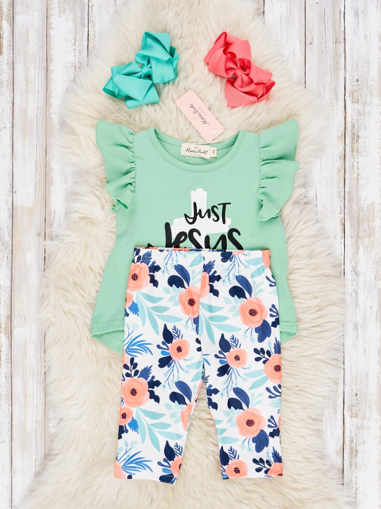"Just Jesus" Floral Capri Outfit - Image 2