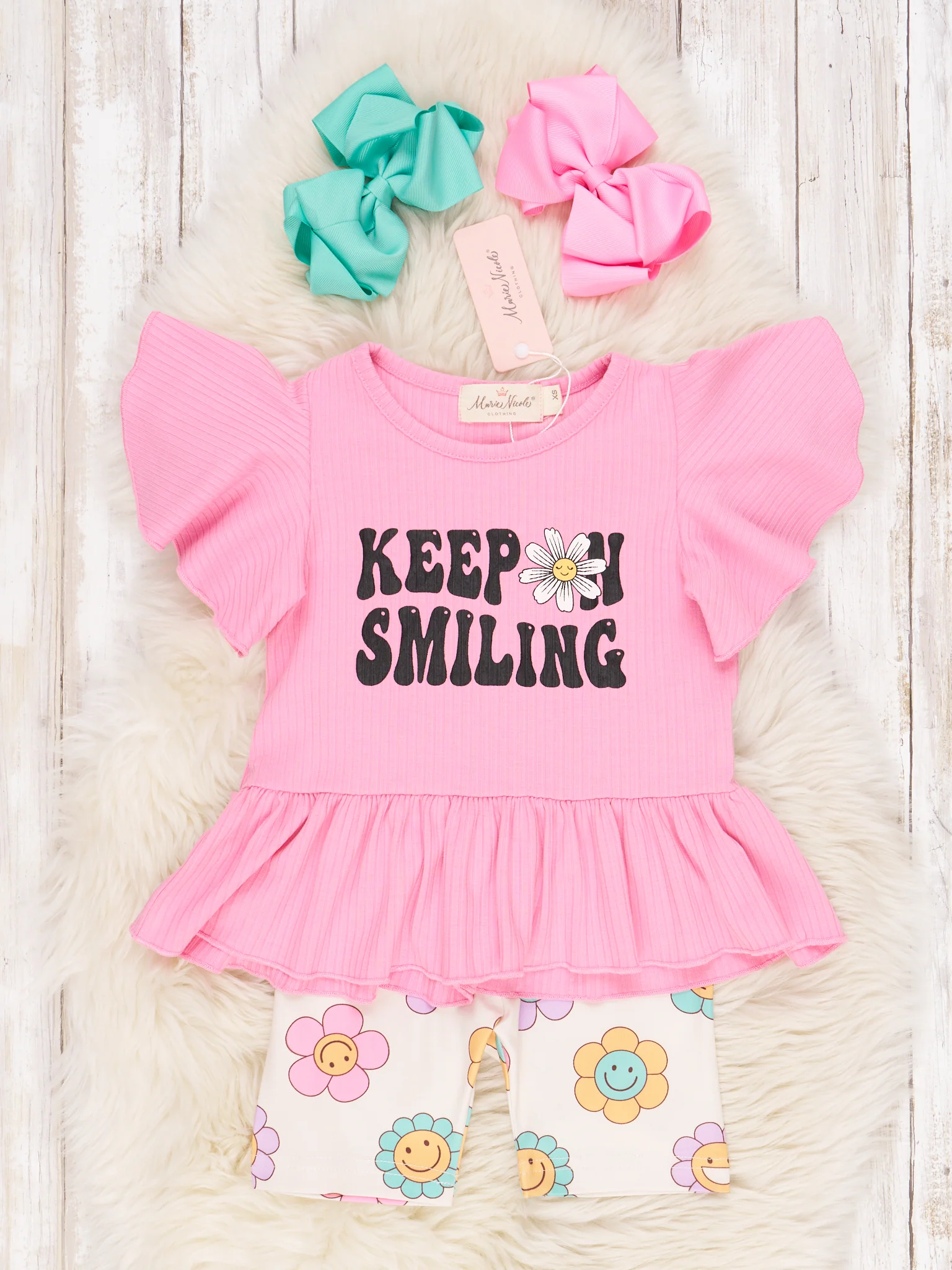"Keep Smiling" Floral Ruffle Outfit