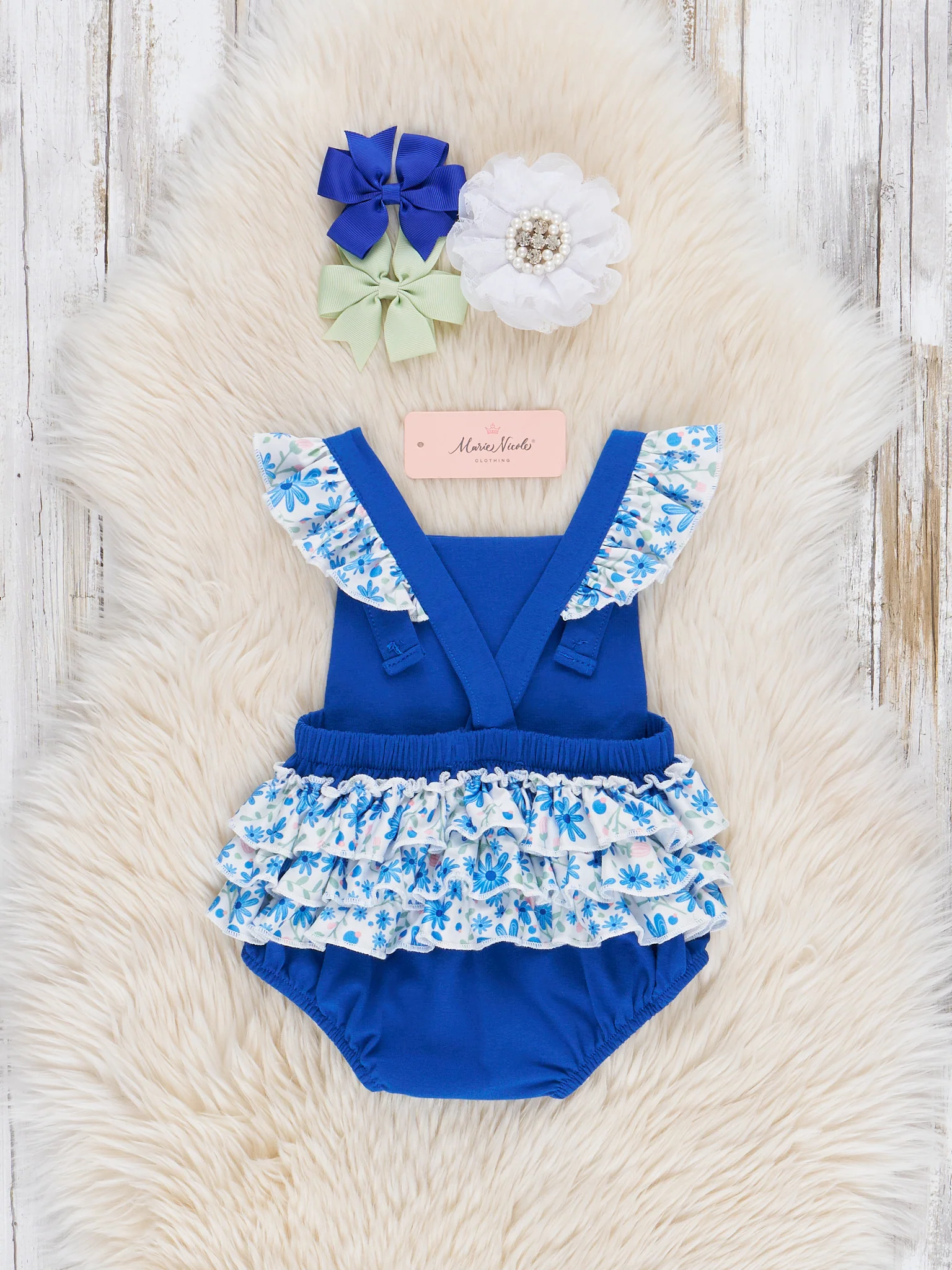 Kentucky Embroidered Floral Ruffle Bubble Romper - Image 2