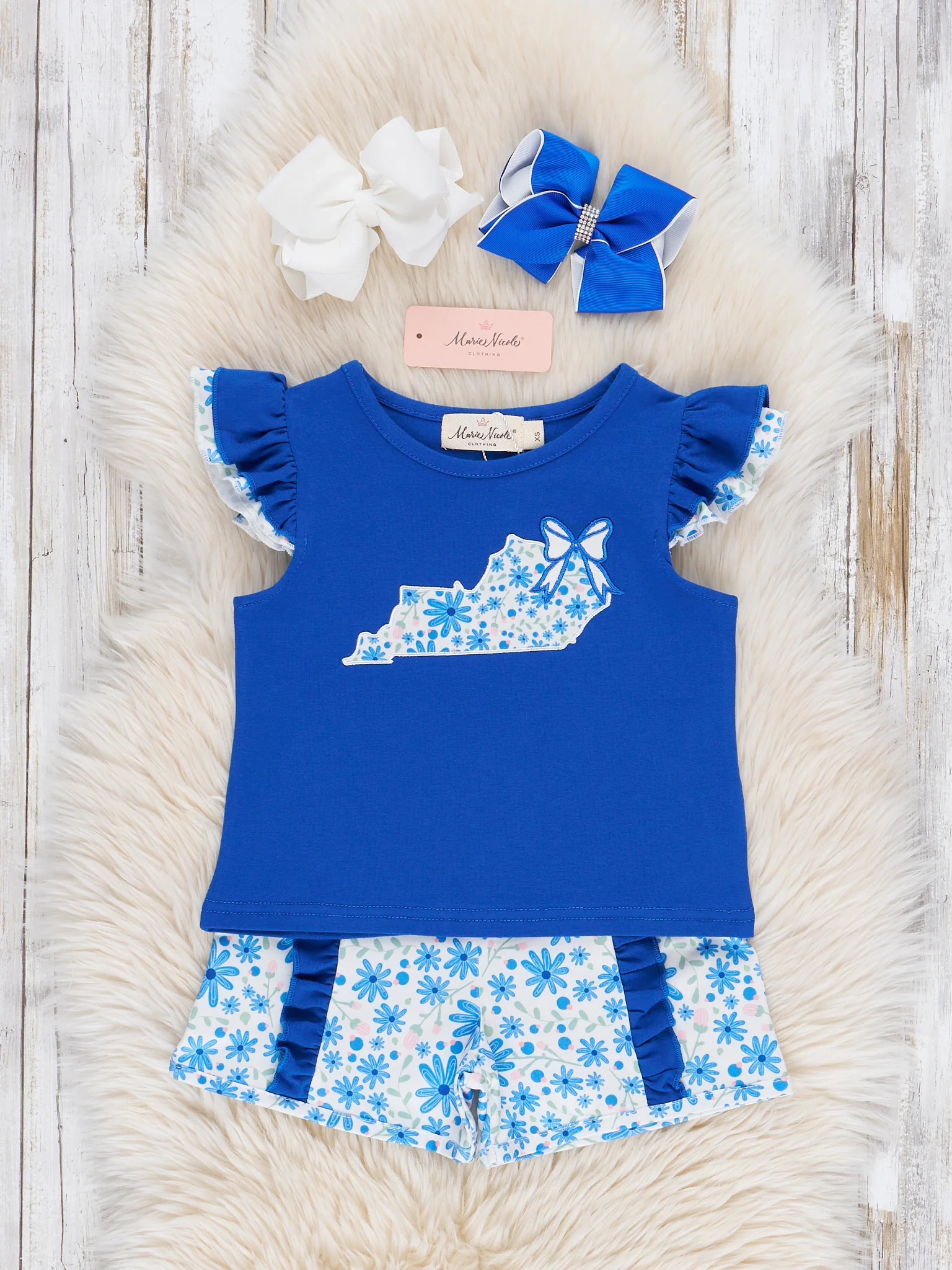 Kentucky Embroidered Floral Ruffle Outfit