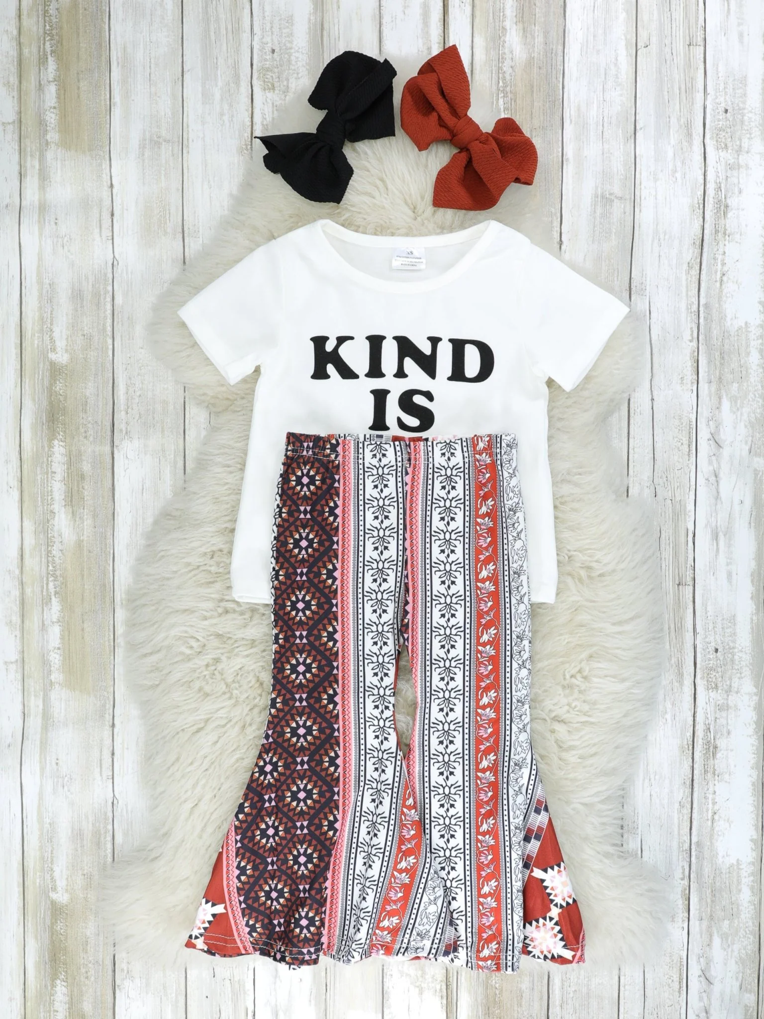 "Kind Is Cool" Boho Bell Bottom Outfit - Image 2