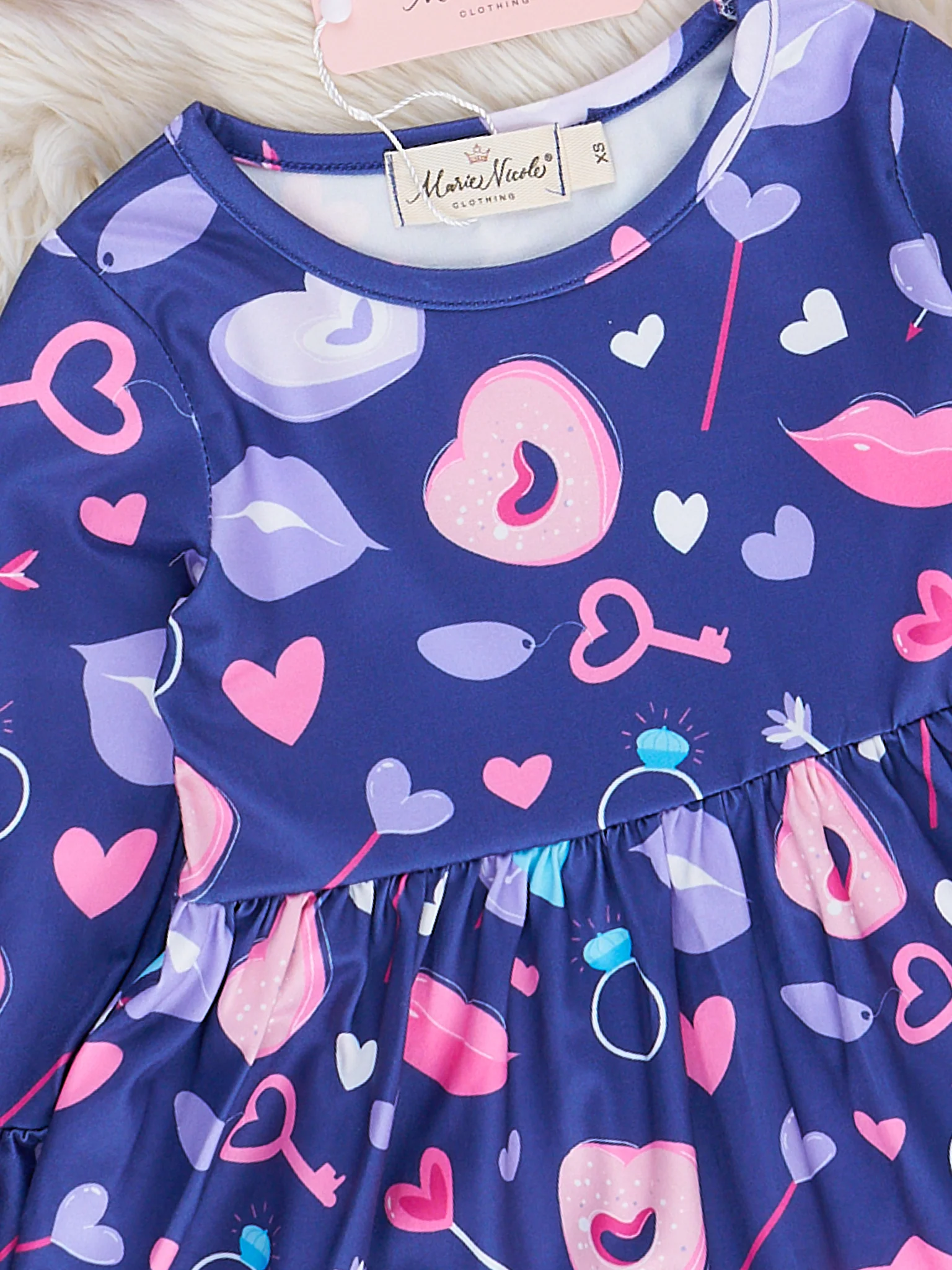 Kisses & Keys Valentines Bell Sleeve Dress - Image 2