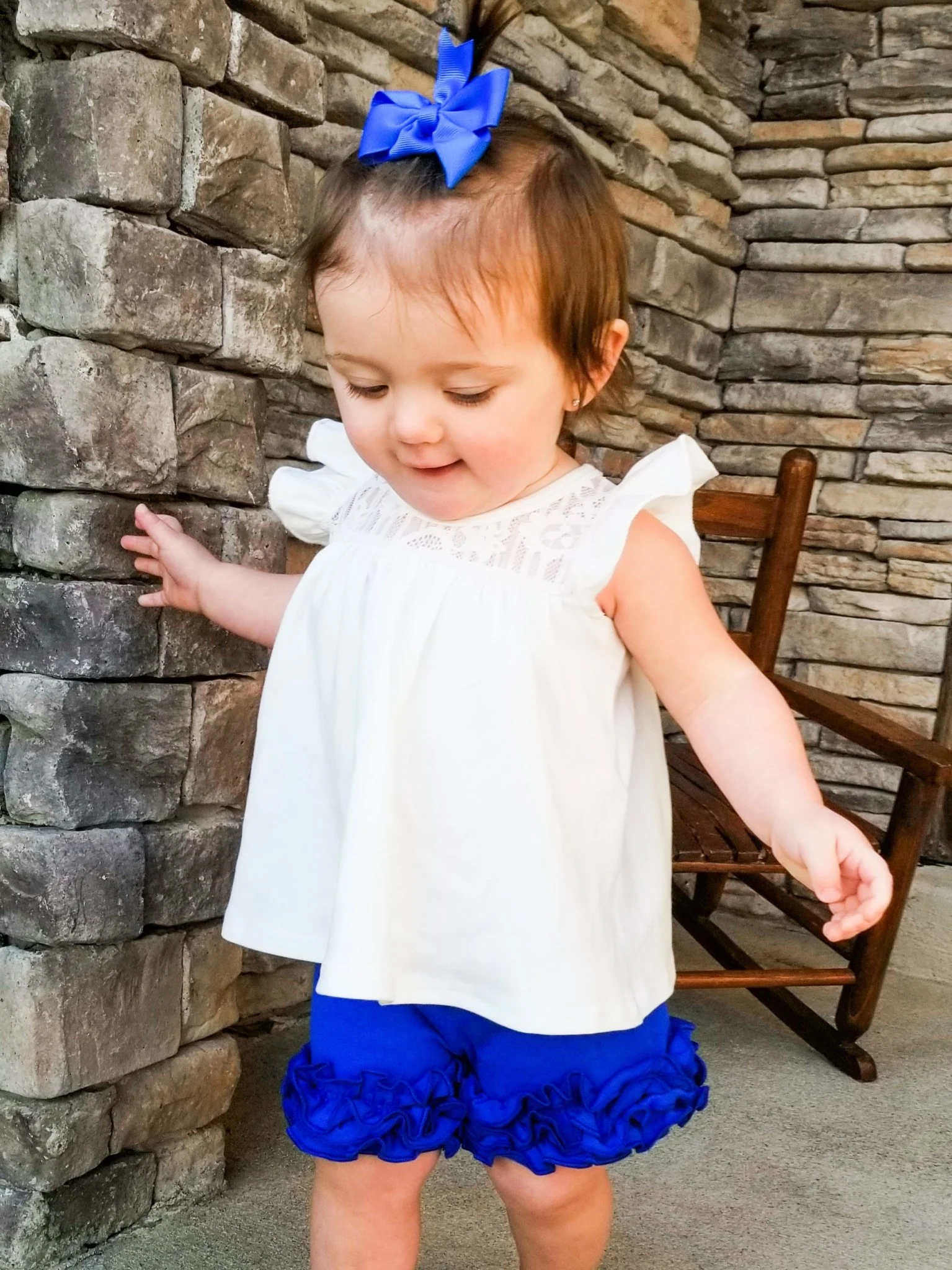 Lace Flutter Sleeve Top - White - Image 6