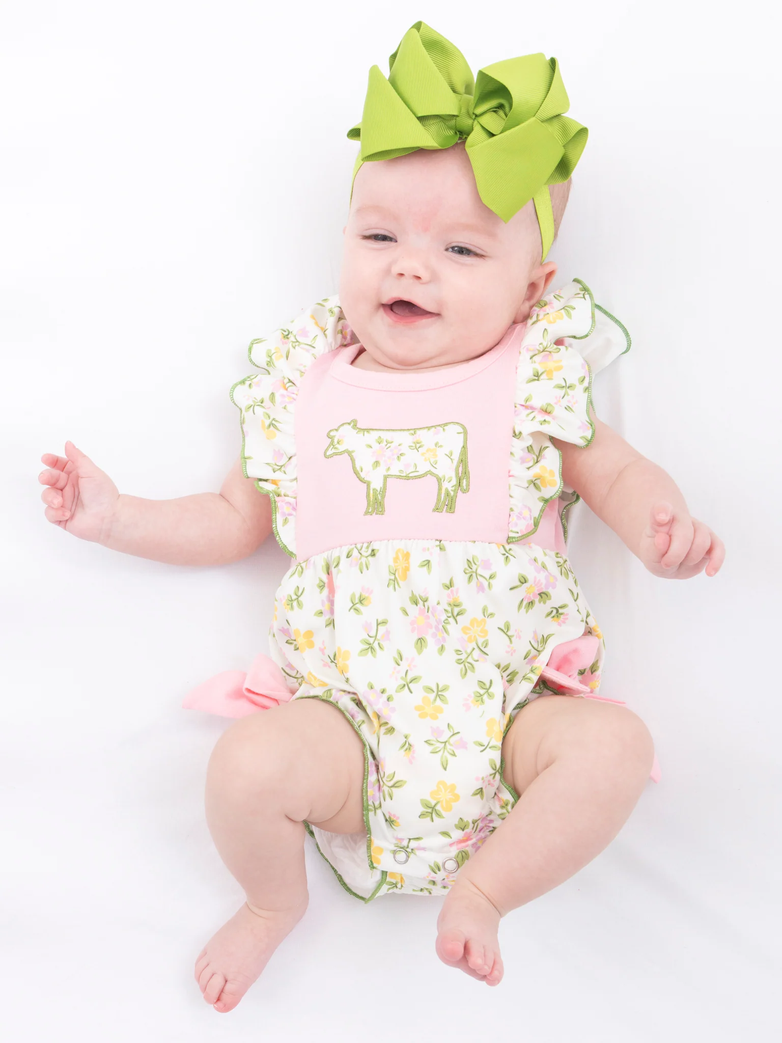 Lady Cow Floral Ruffle Bubble Romper - Image 3