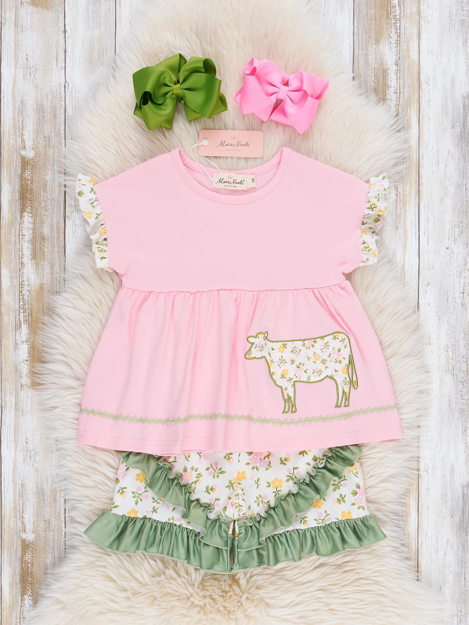 Lady Cow Floral Ruffle Outfit