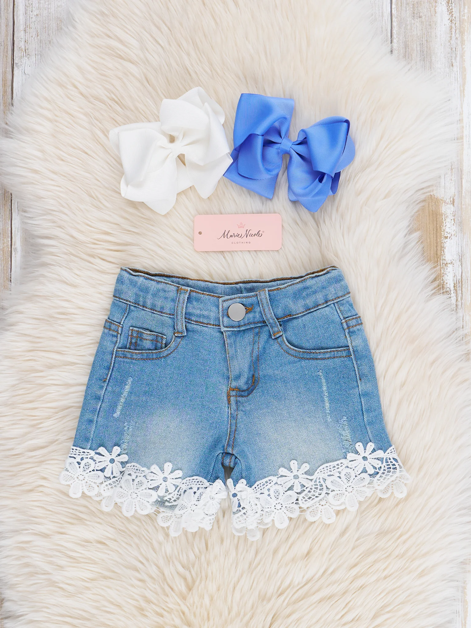Lavender Blooms Lace Hem Denim Outfit - Image 5