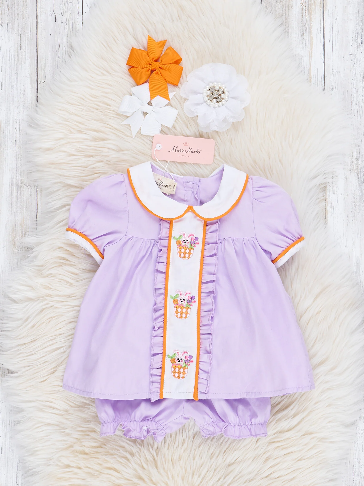Lavender Embroidered Easter Fun Bloomers Outfit