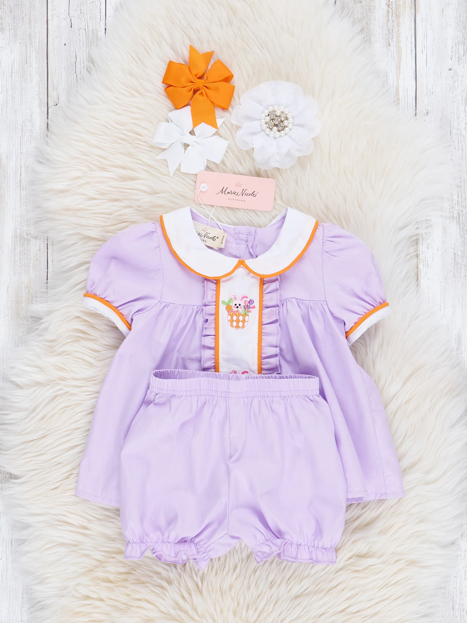Lavender Embroidered Easter Fun Bloomers Outfit - Image 2