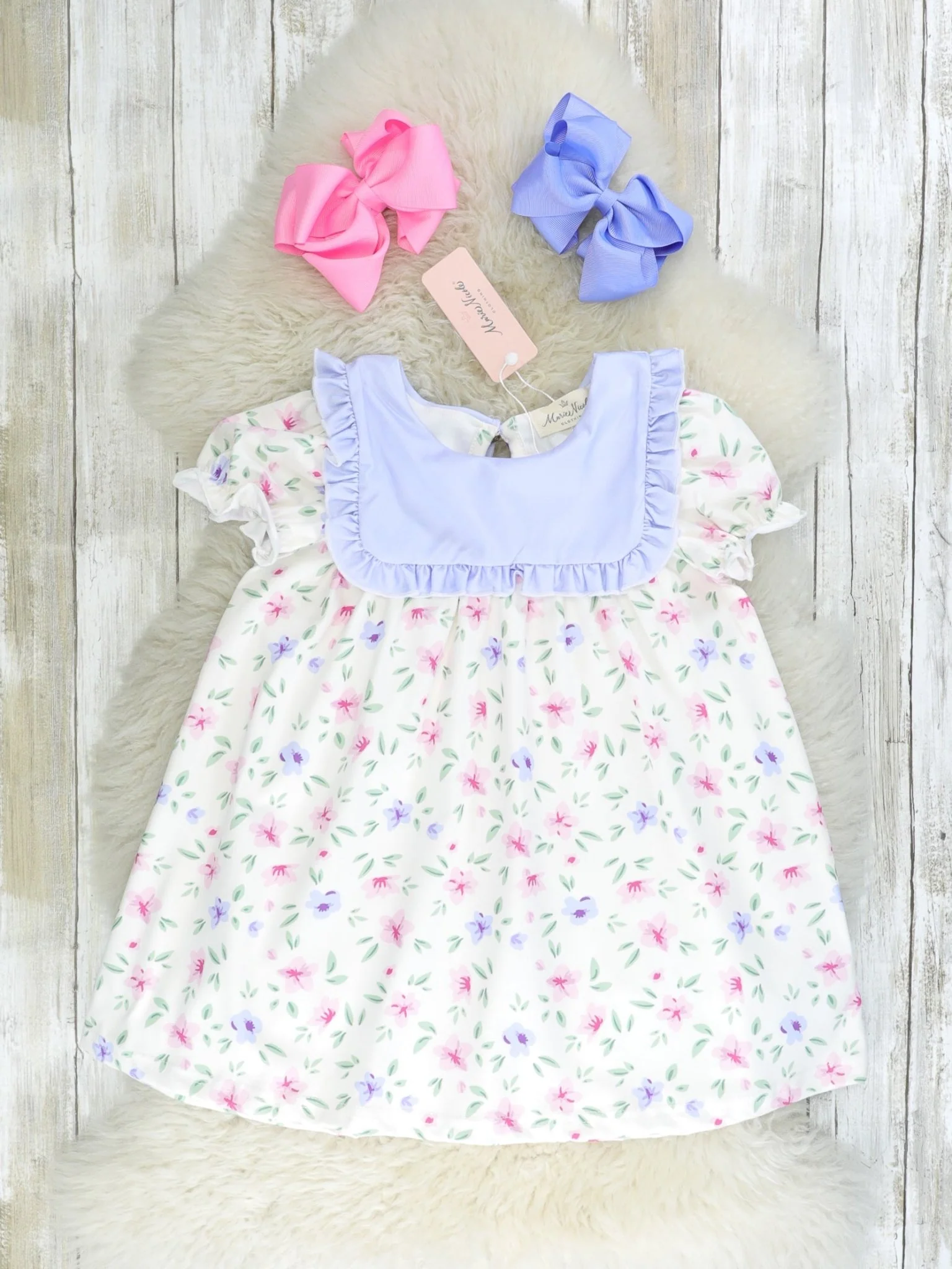 Lavender Floral Ruffle Dress