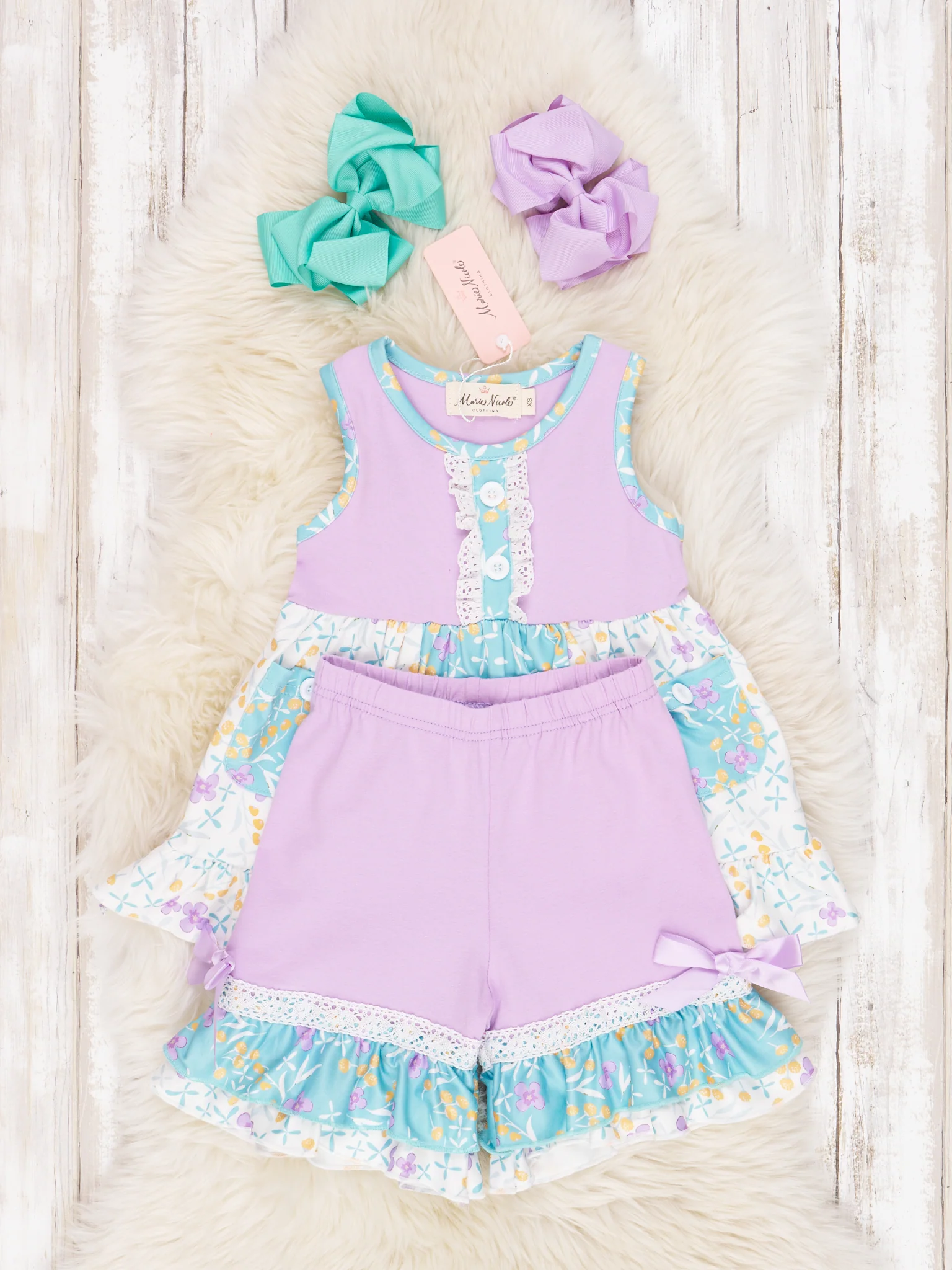 Lavender Floral Ruffle Outfit - Image 2