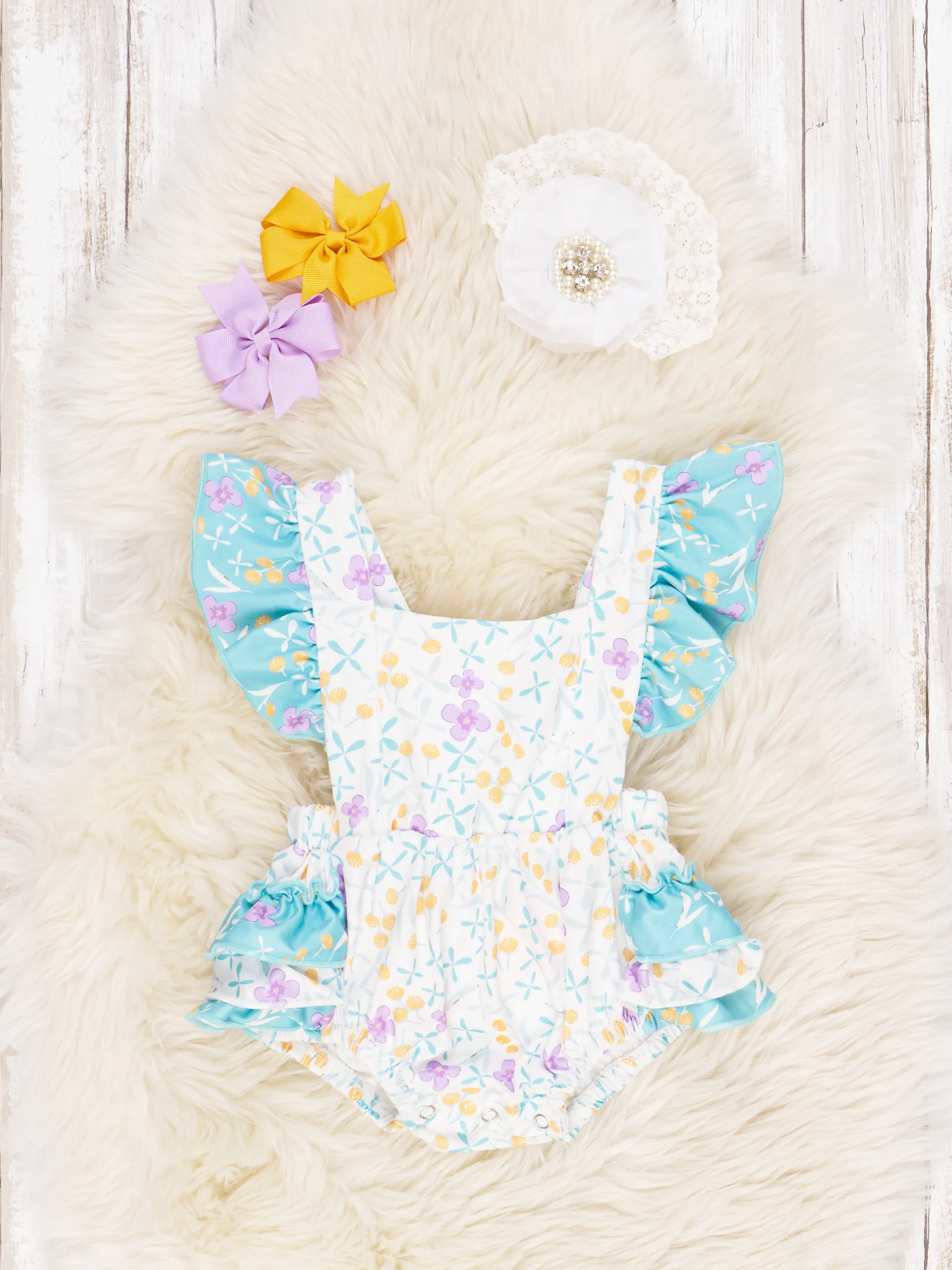Lavender Floral Ruffle Romper