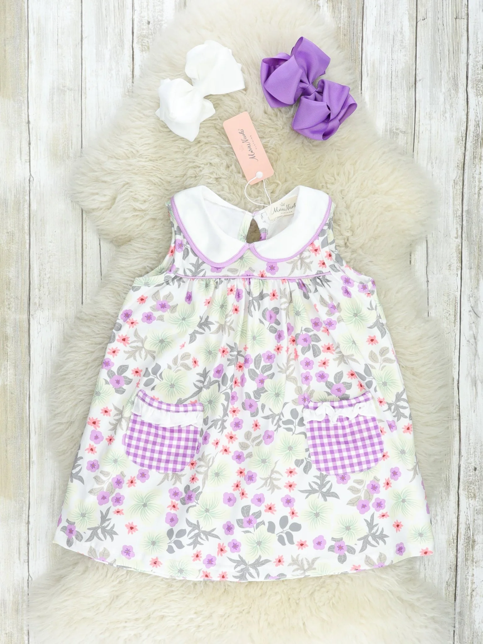 Lavender Floral Vintage Pocket Dress