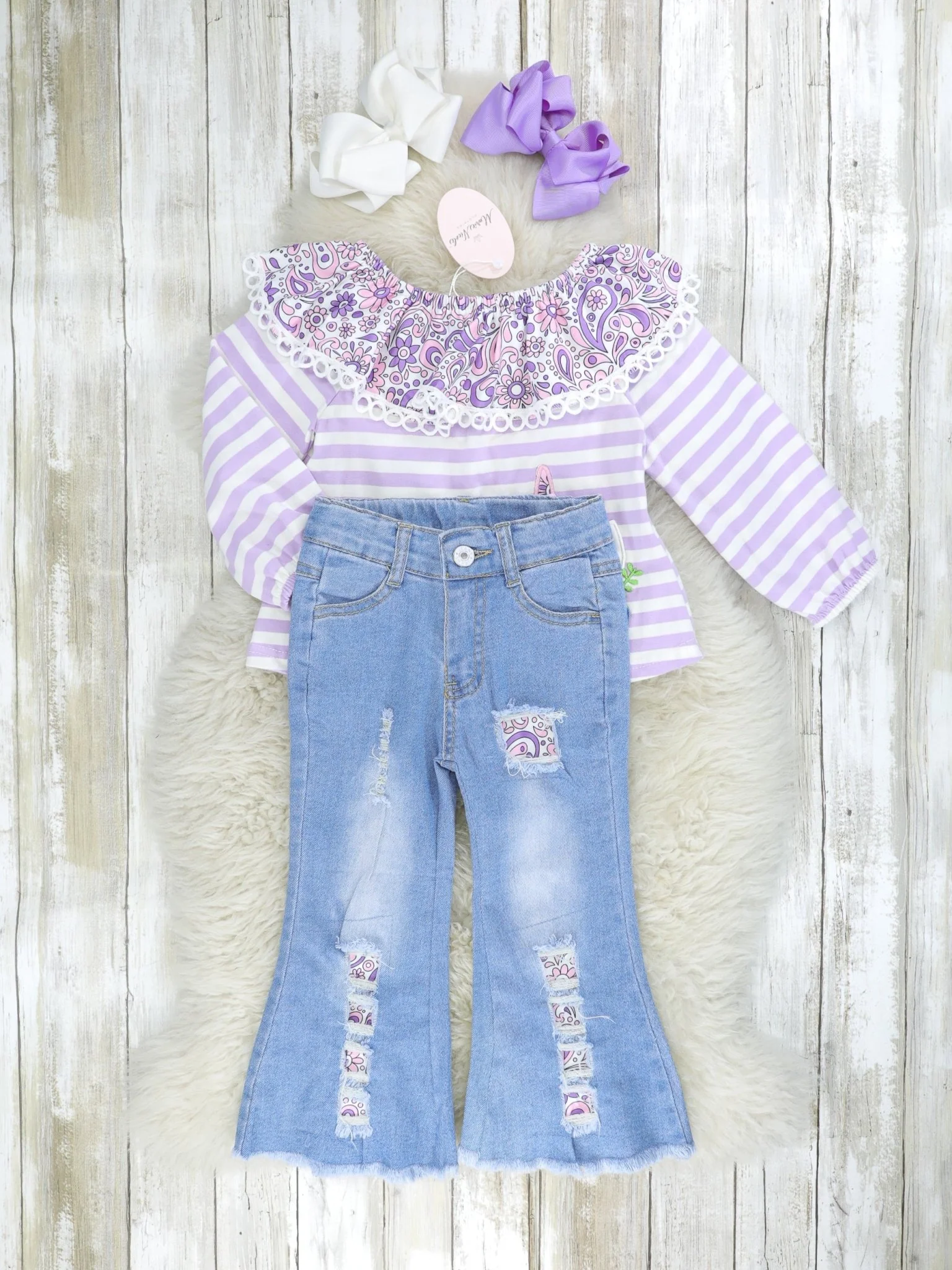 Lavender Paisley Unicorn Denim Outfit - Image 2