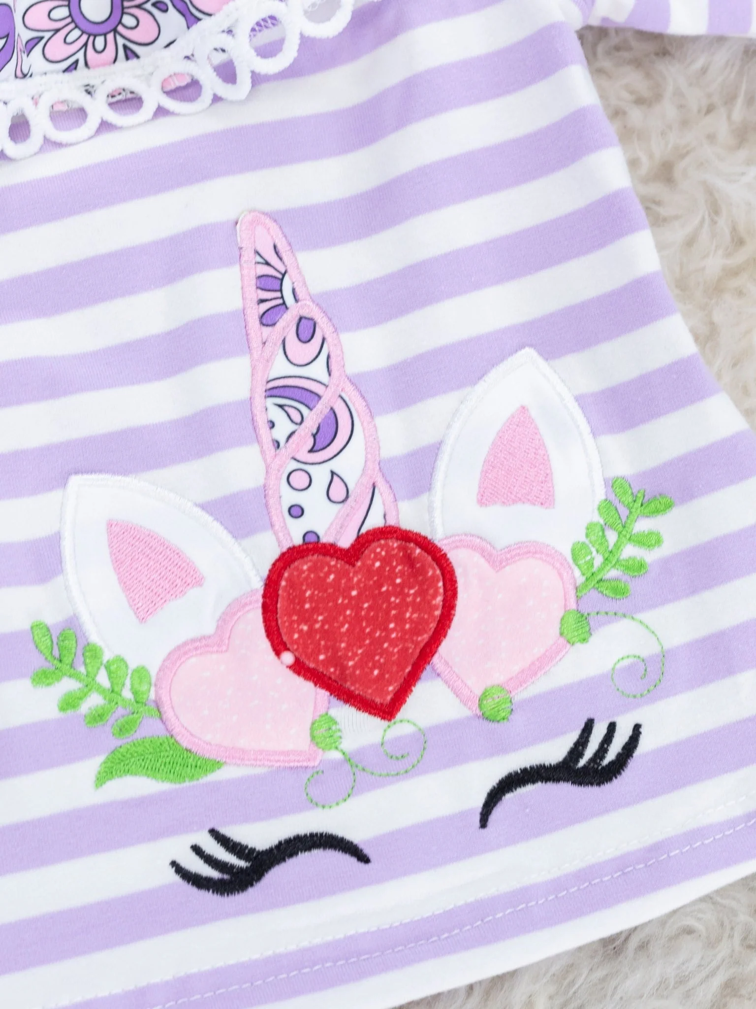 Lavender Paisley Unicorn Denim Outfit - Image 3