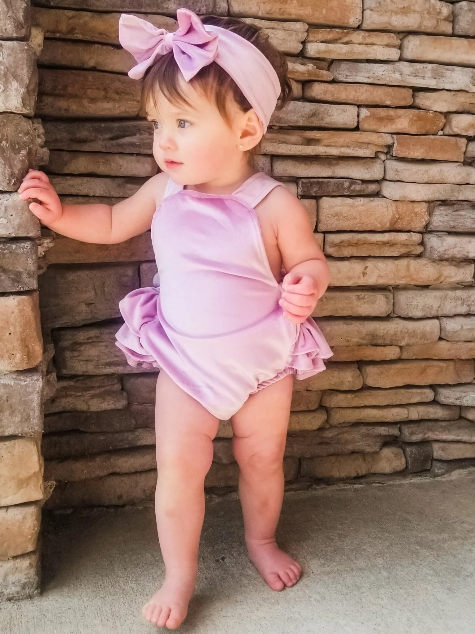Lavender Velvet Ruffle Bubble With Headband - Image 5
