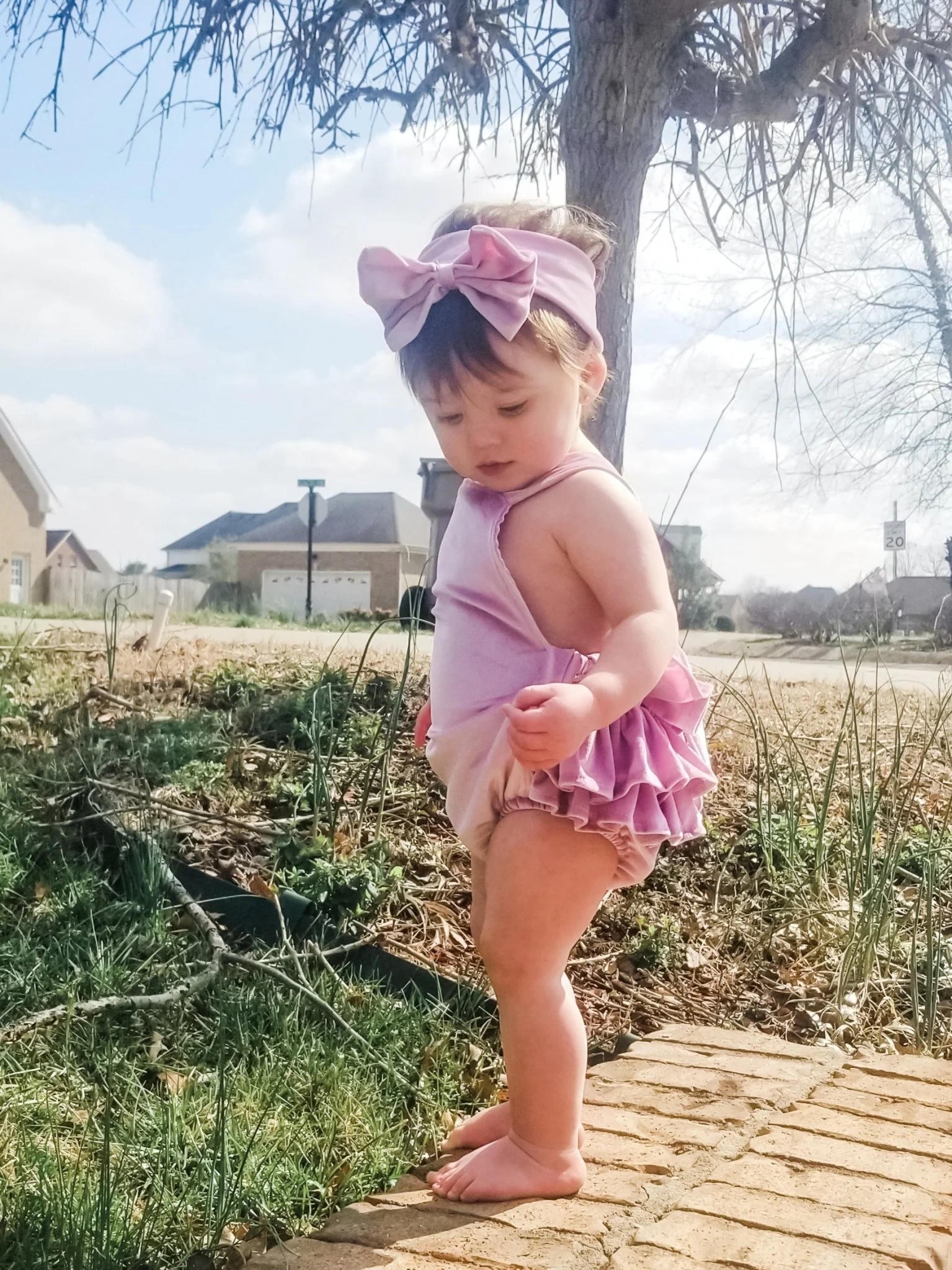 Lavender Velvet Ruffle Bubble With Headband - Image 6