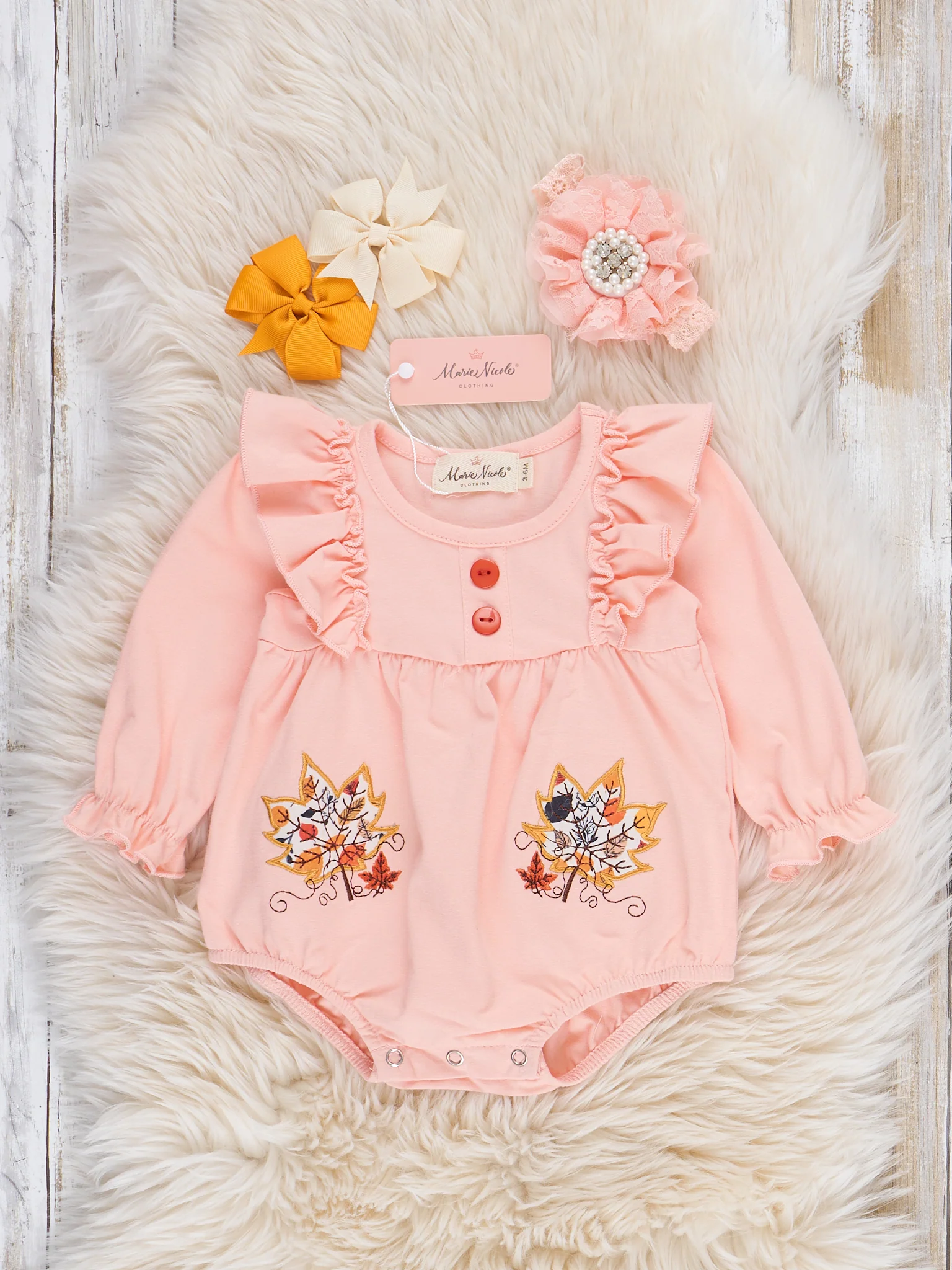 Leafy Lane Embroidered Ruffle Romper