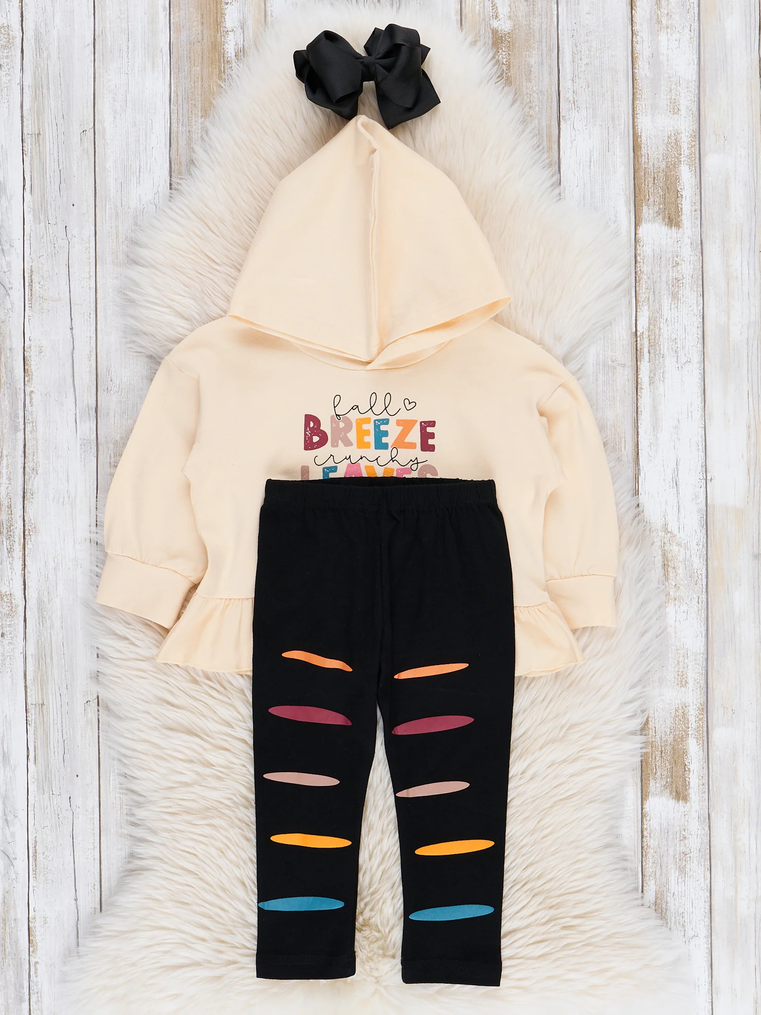 Leaves Please Ruffle Hoodie Outfit - Image 3