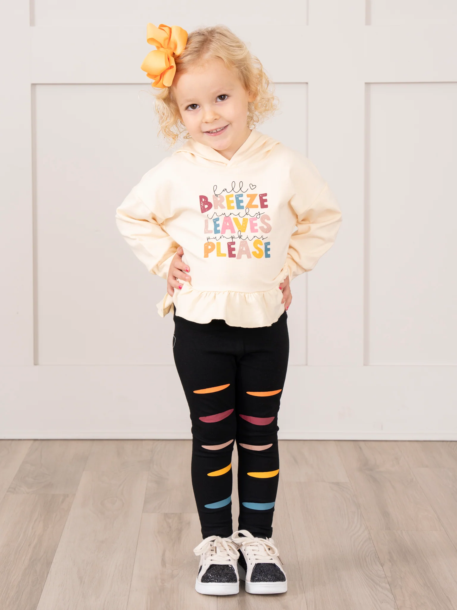 Leaves Please Ruffle Hoodie Outfit - Image 4