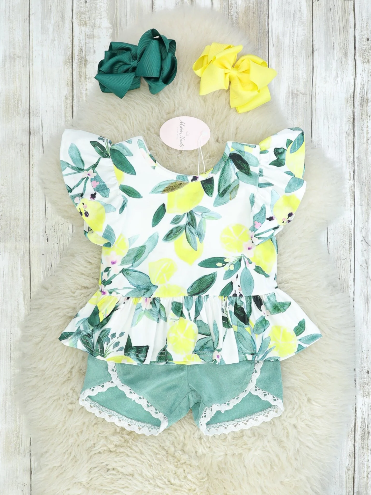 Lemon Peplum Top & Shorts Outfit