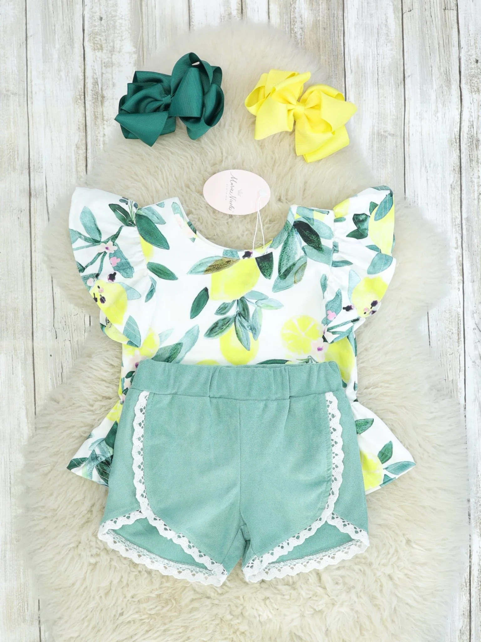 Lemon Peplum Top & Shorts Outfit - Image 2
