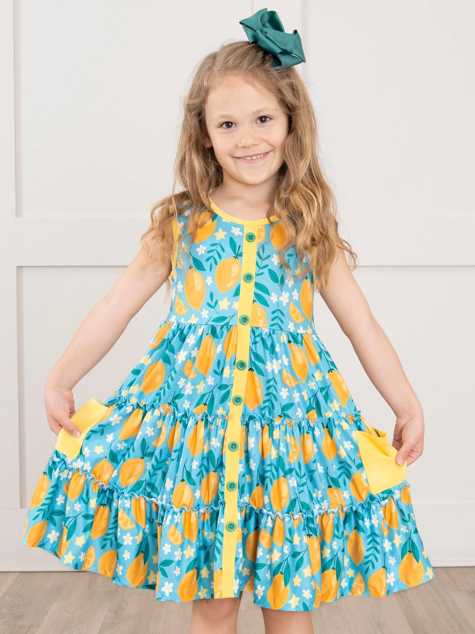 Lemon Slices Tiered Ruffle Dress