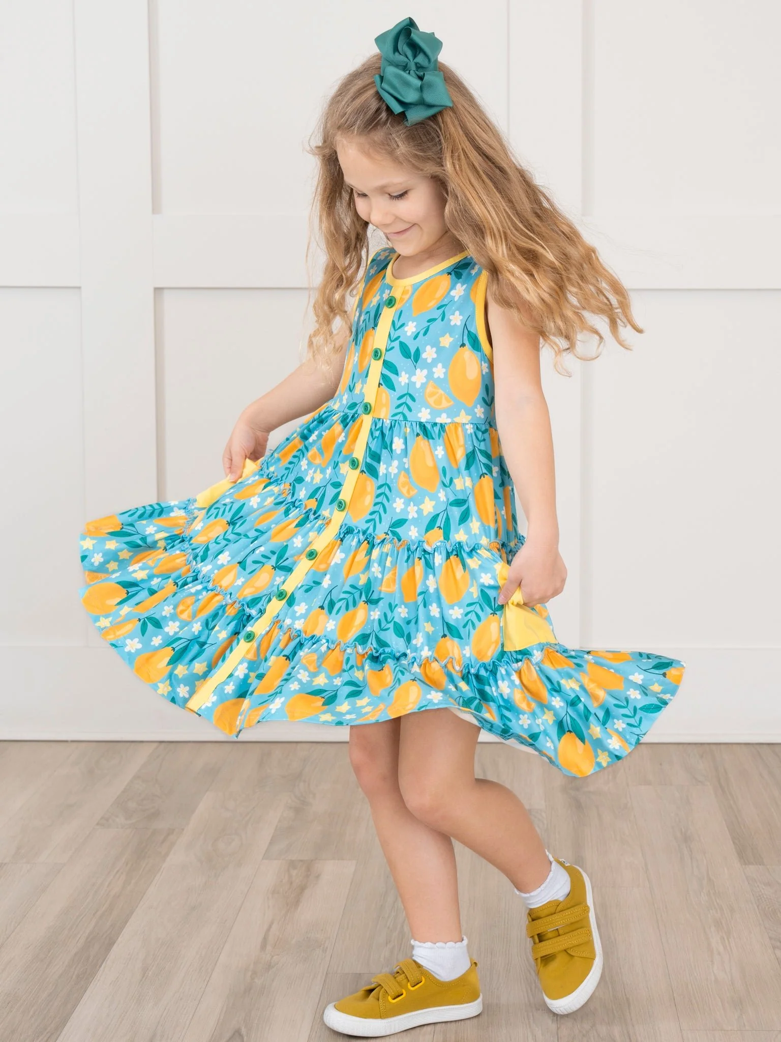 Lemon Slices Tiered Ruffle Dress - Image 5