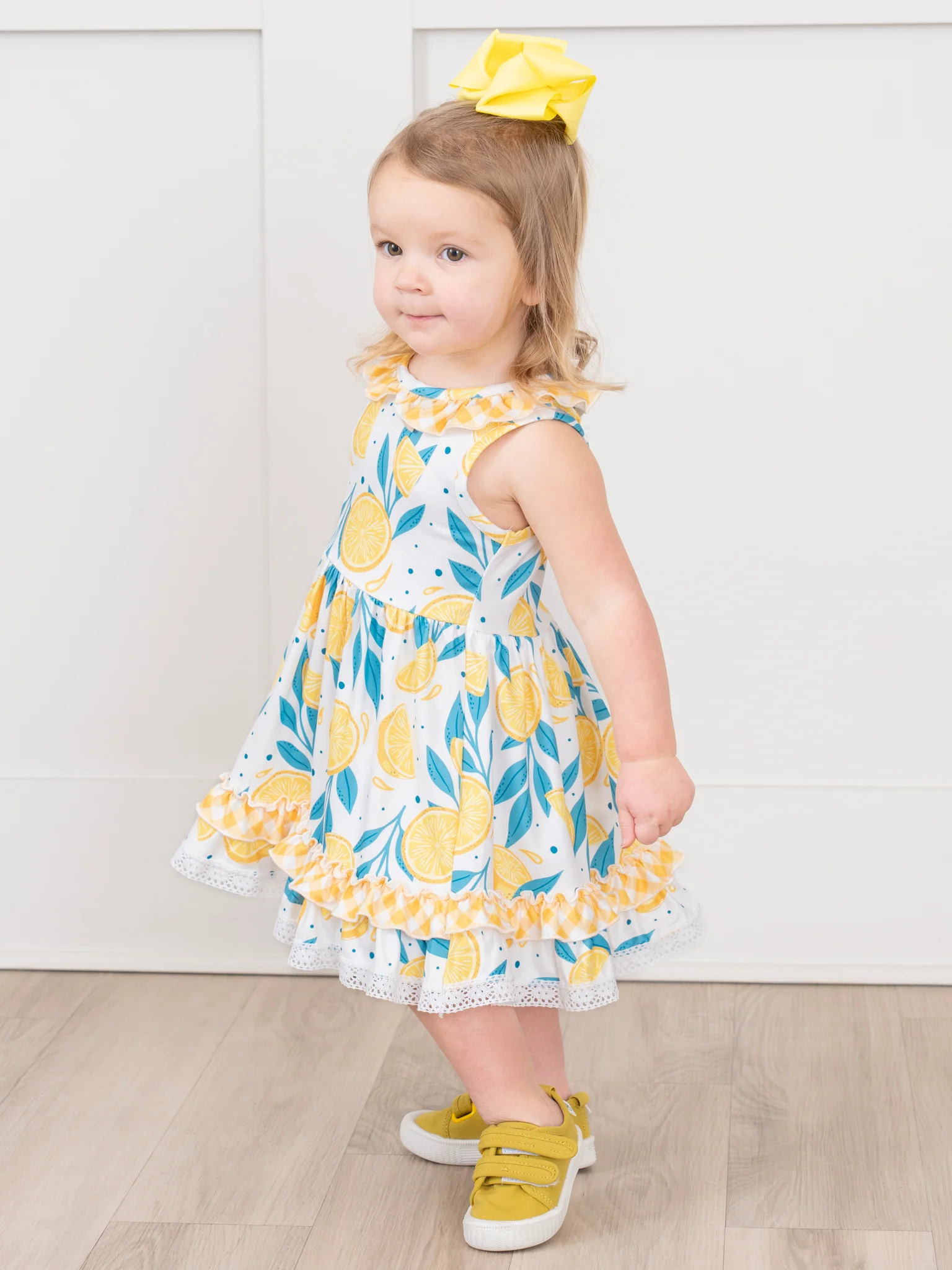 Lemons & Floral Lace Ruffle Dress - Image 4