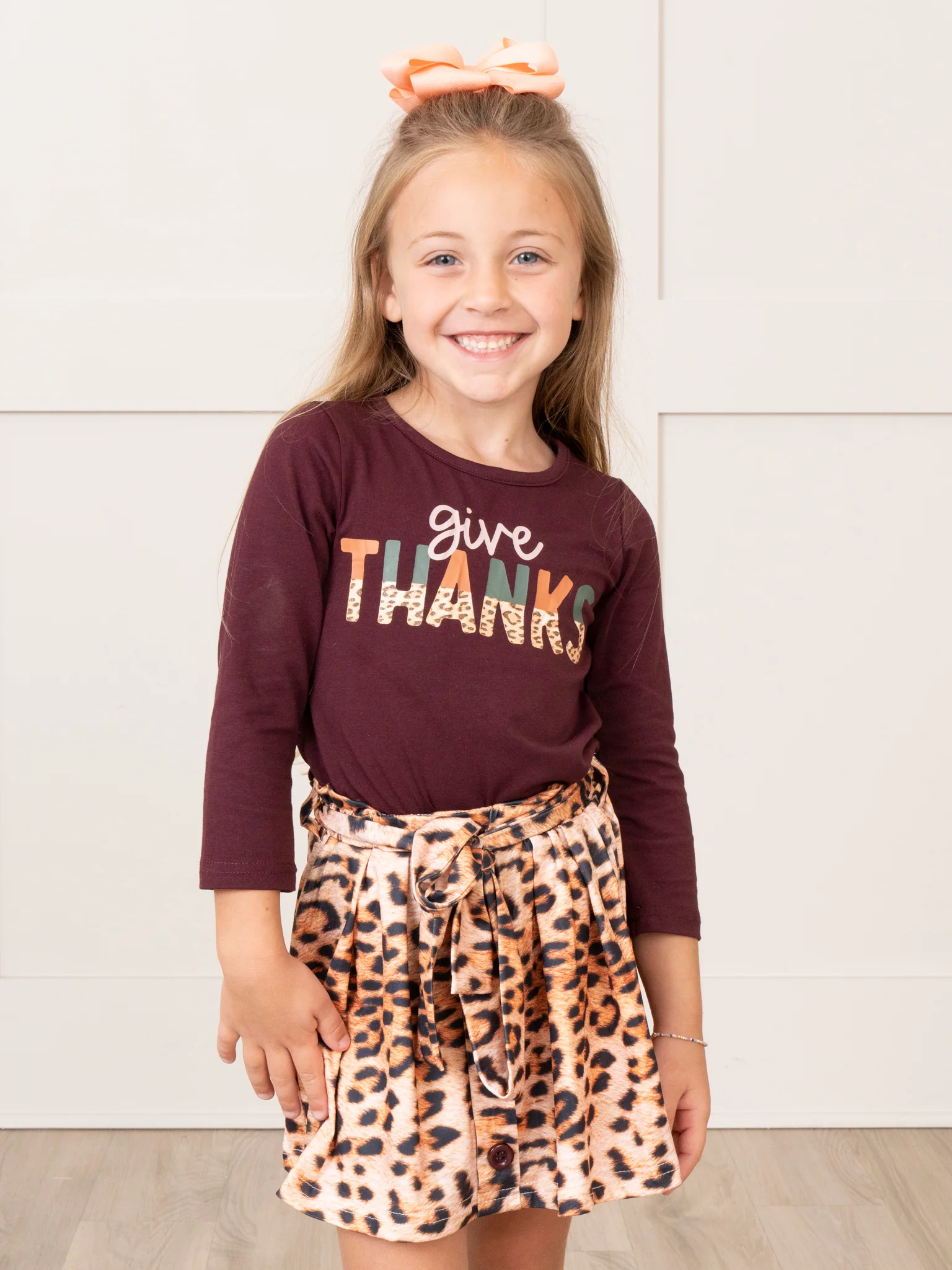 Leopard "Give Thanks" Outfit w/ Skirt